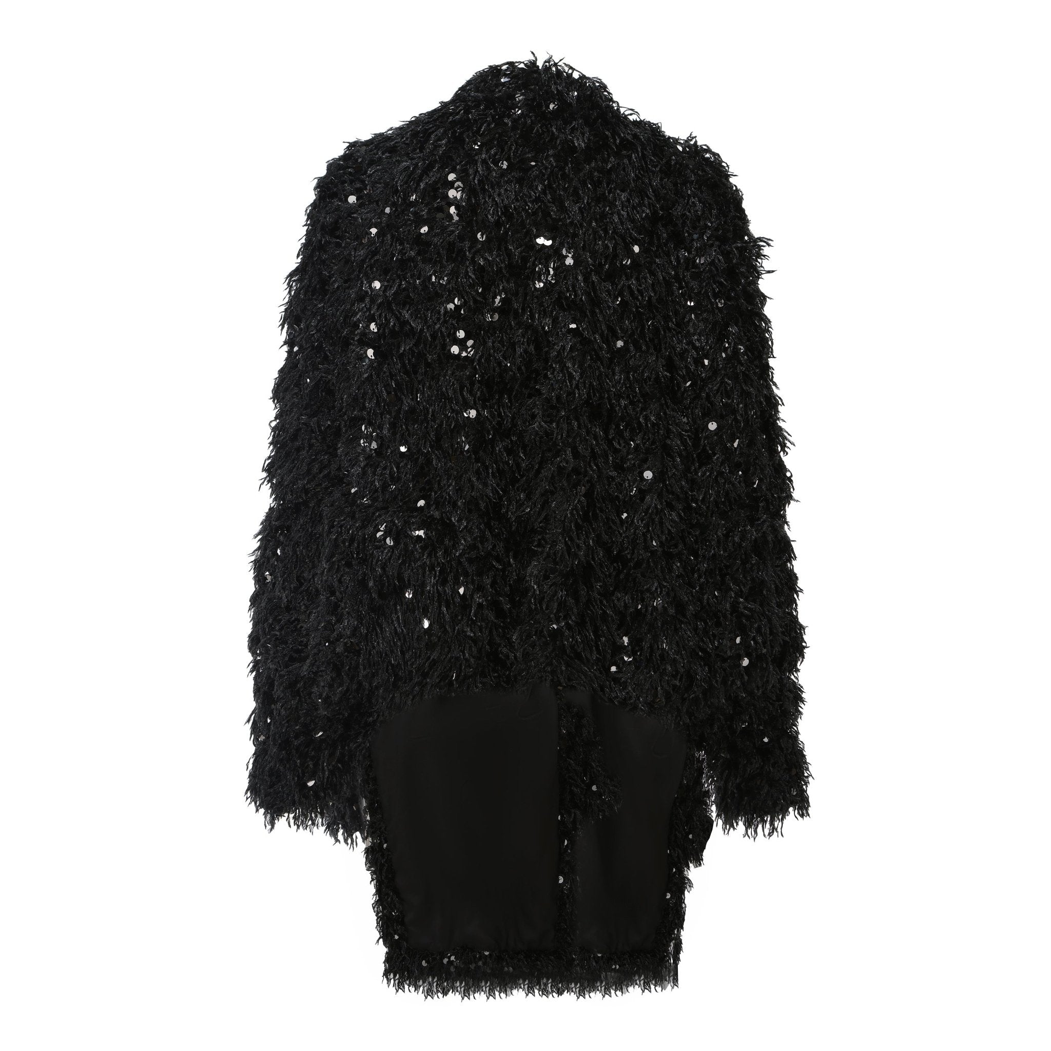 Black Fur Sequin Shawl