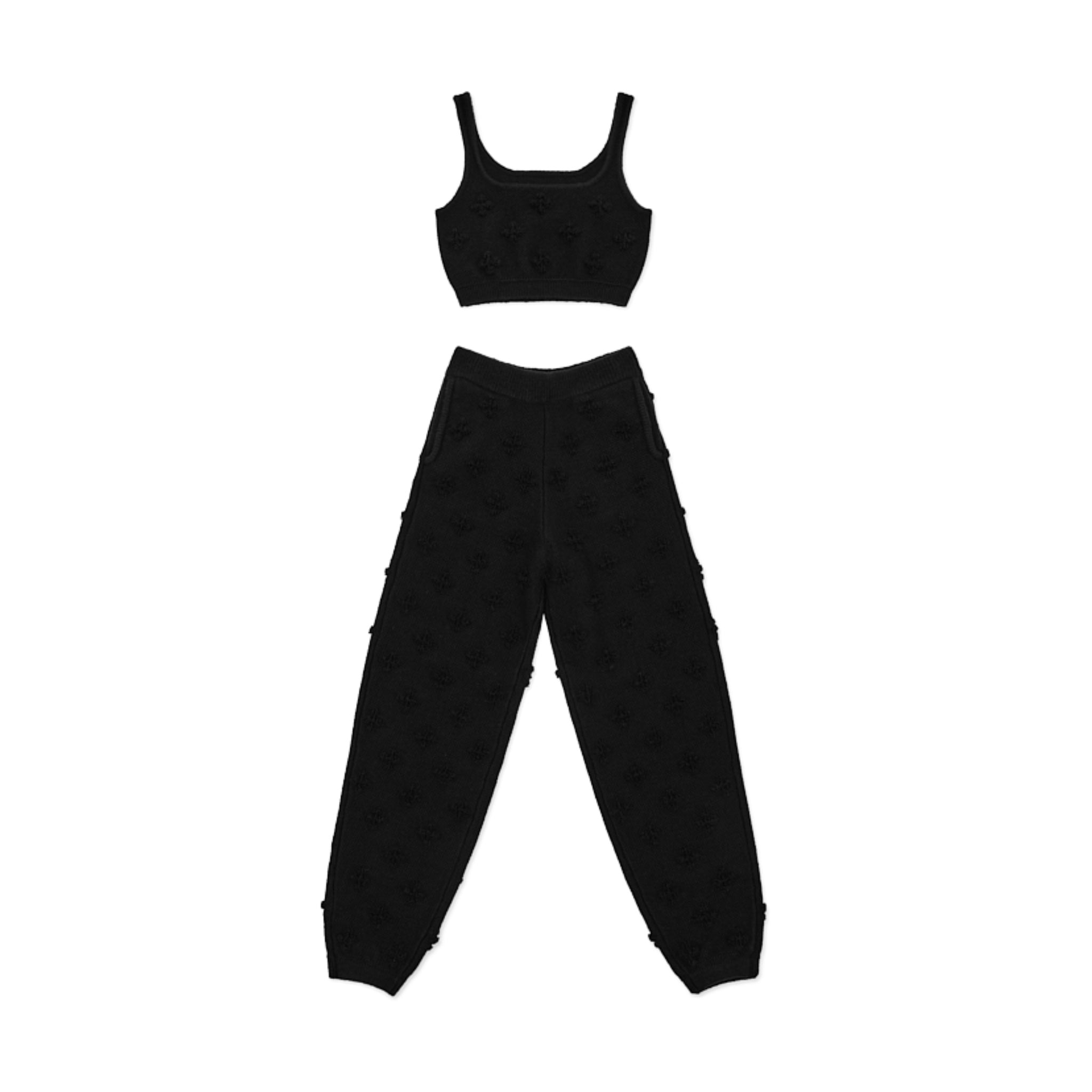 Black Garden Wool Knitted Sports Set