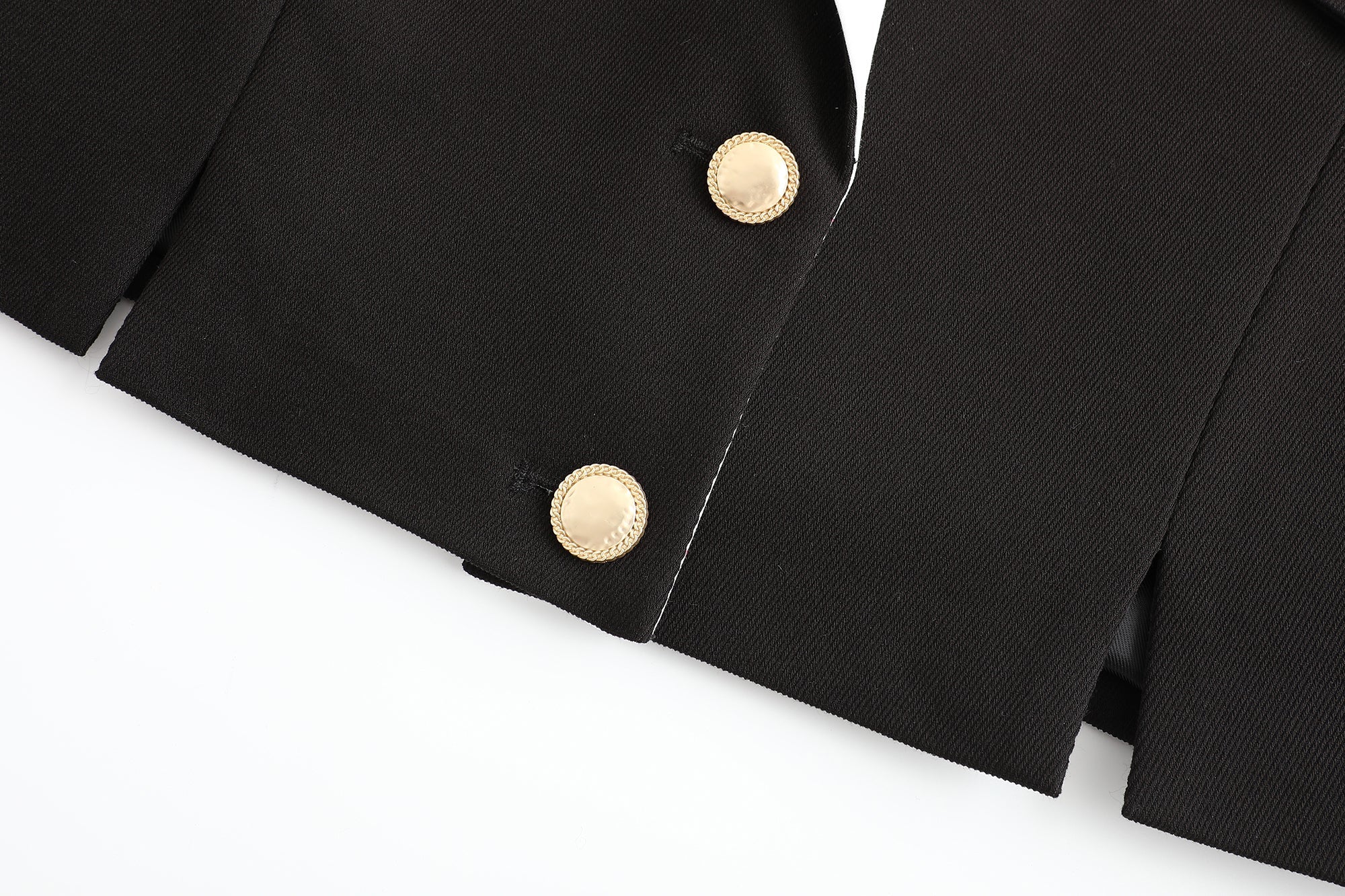 Black Golden Button Cropped Blazer