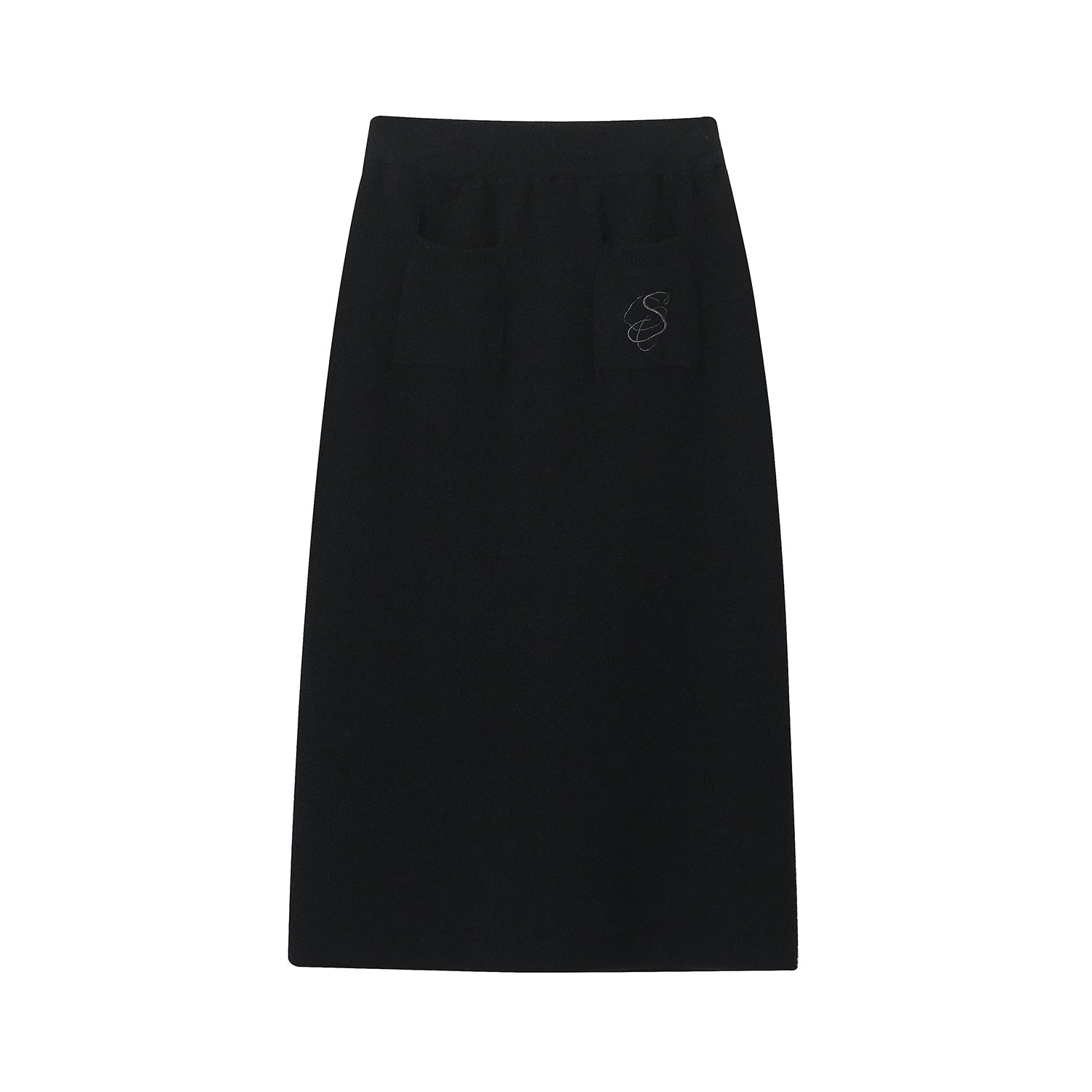 Black High Waist Mid-length Skirt