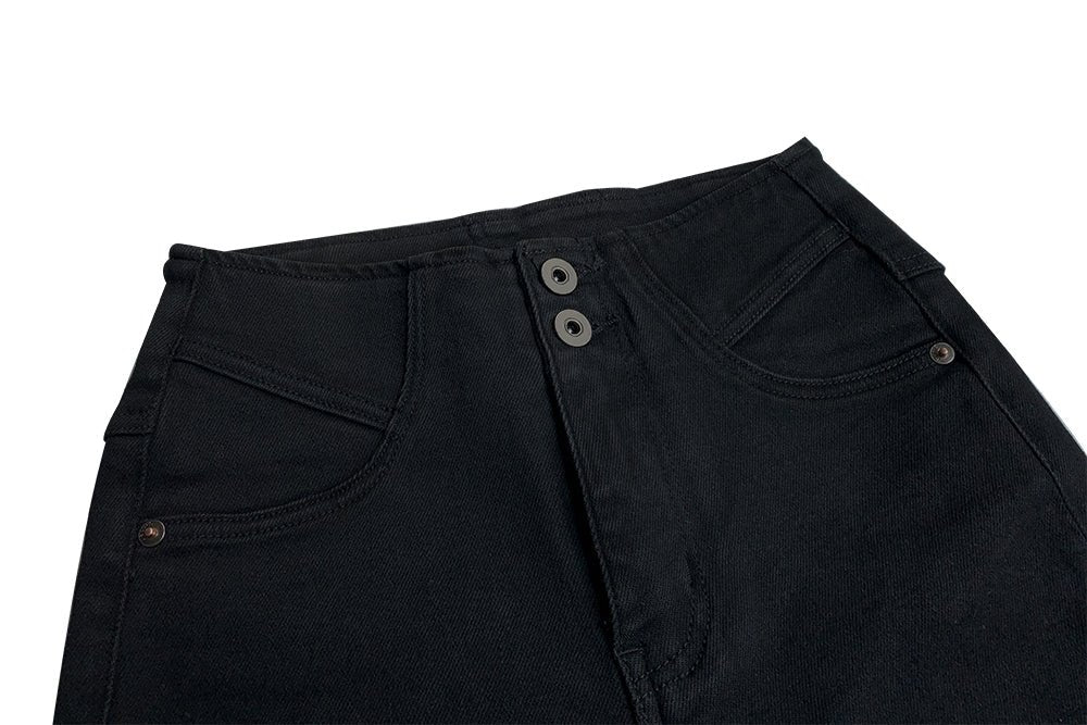 Black High Waist Stretchy Button Pants