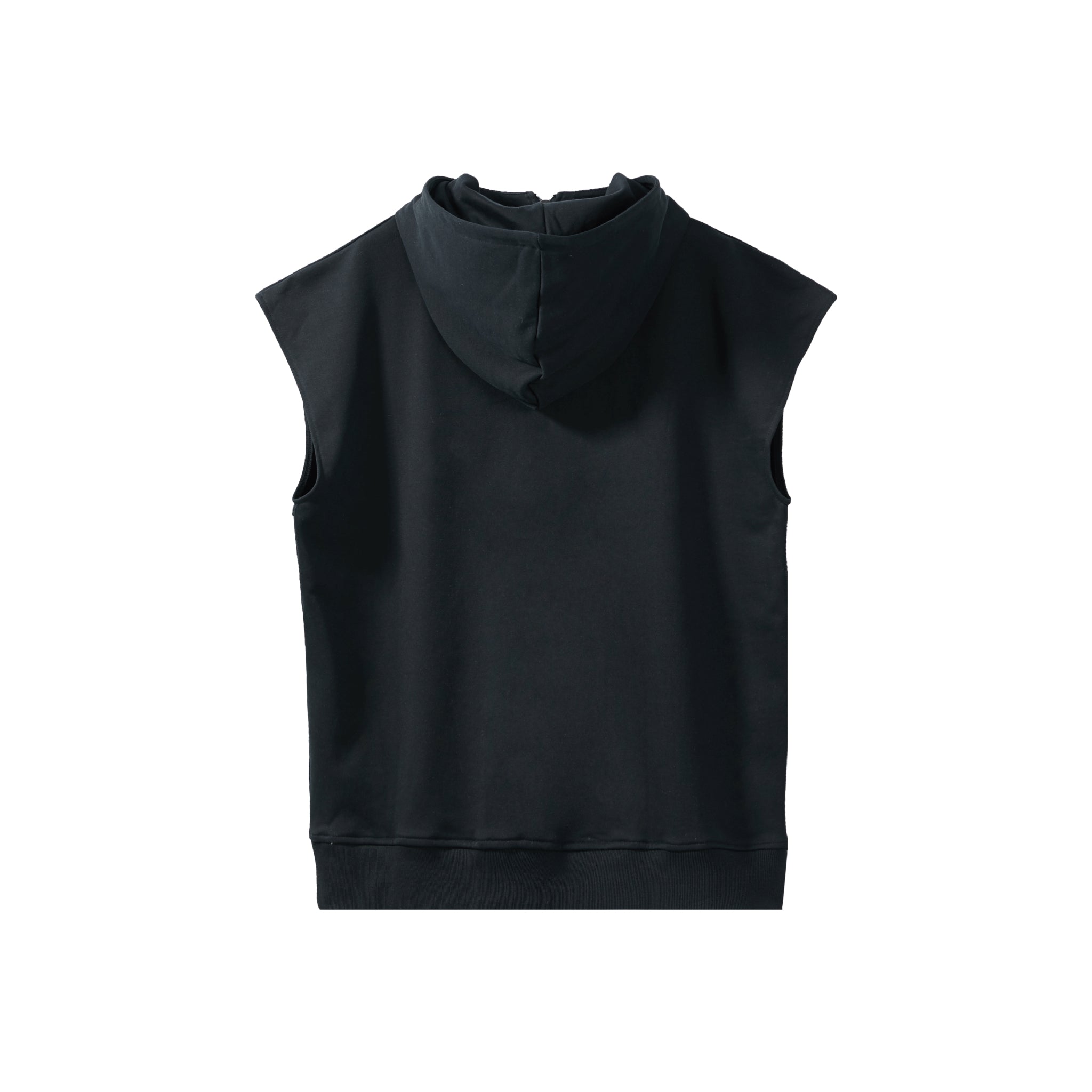 Black Hooded Sleeveless Hoodie