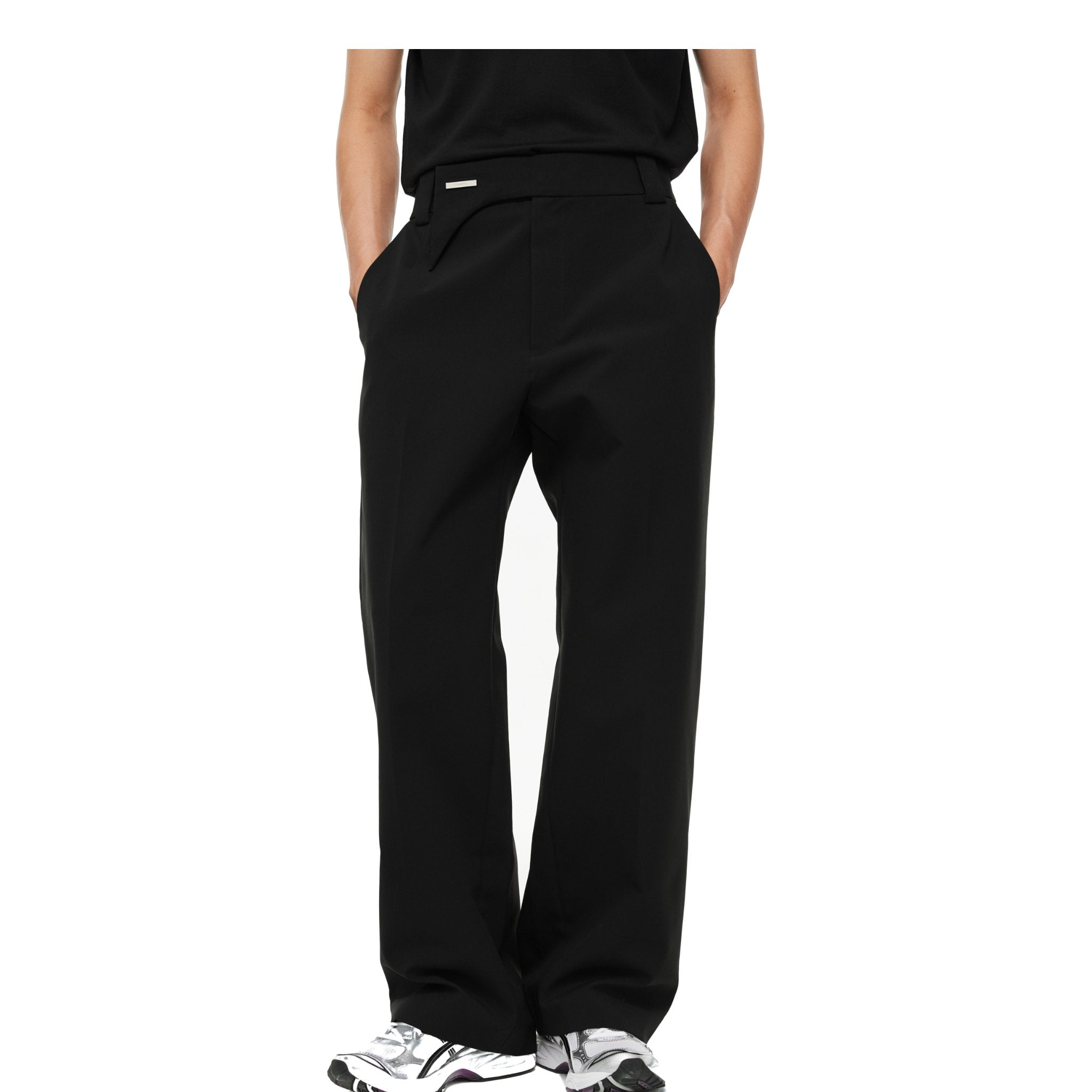 Black Irregular Waistband Loose Pants