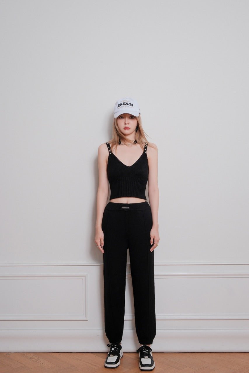 Black Knit Pocket Trousers