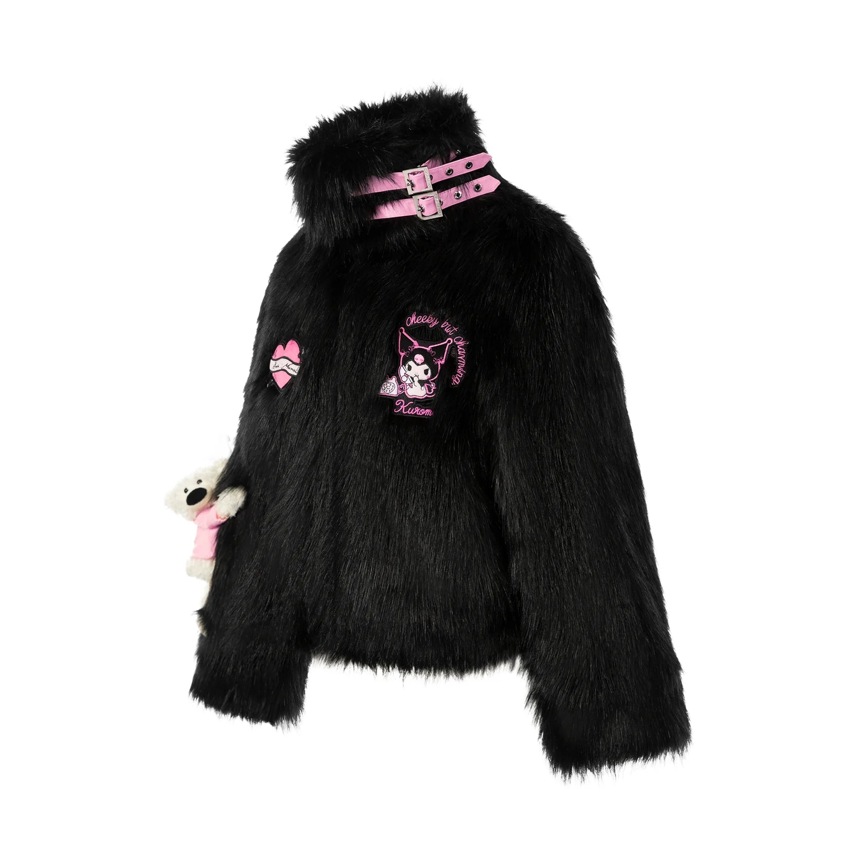 Black Kuromi Bear Artificial Mink Coat