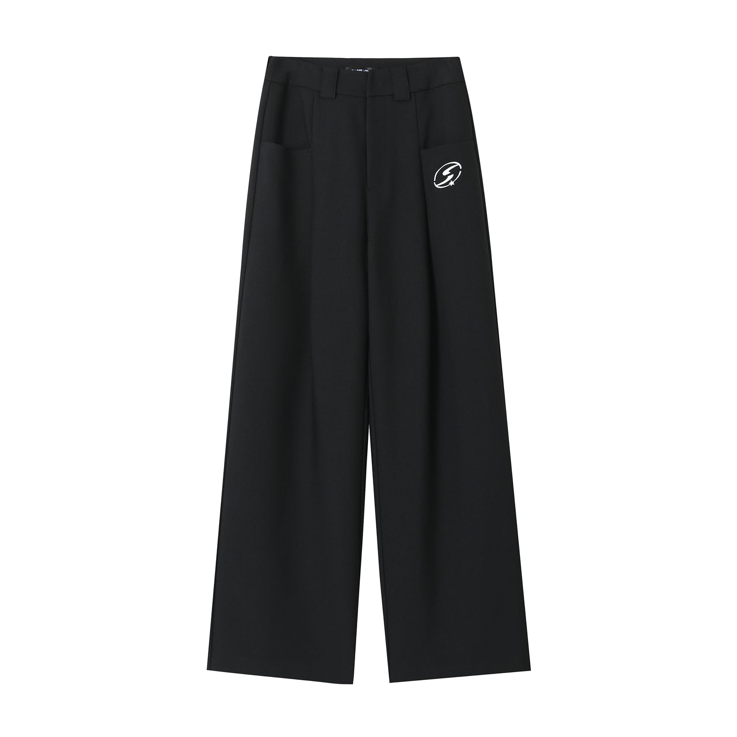 Black Logo Stitched Suit Pants