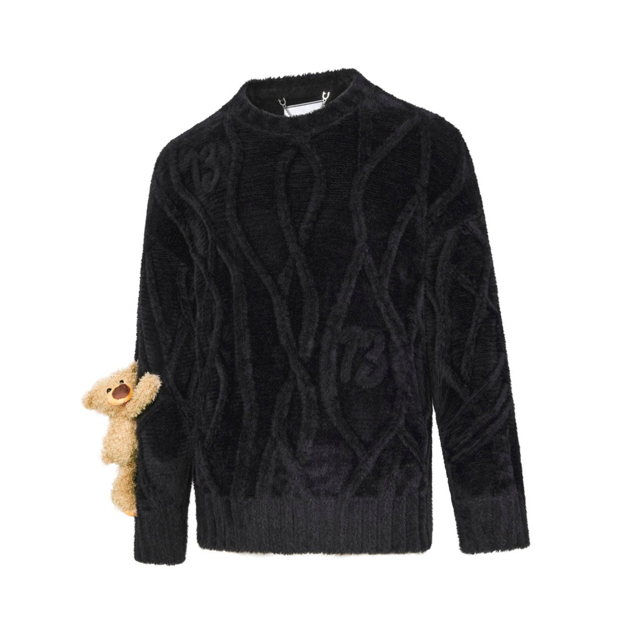 Black Long Wool Jacquard Sweater