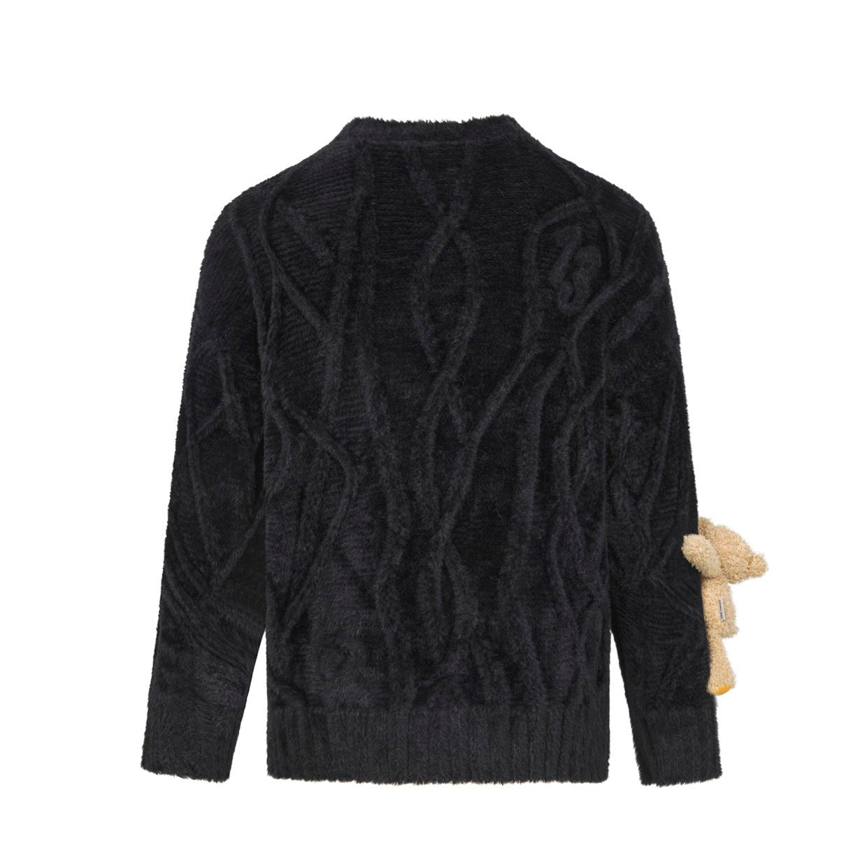 Black Long Wool Jacquard Sweater