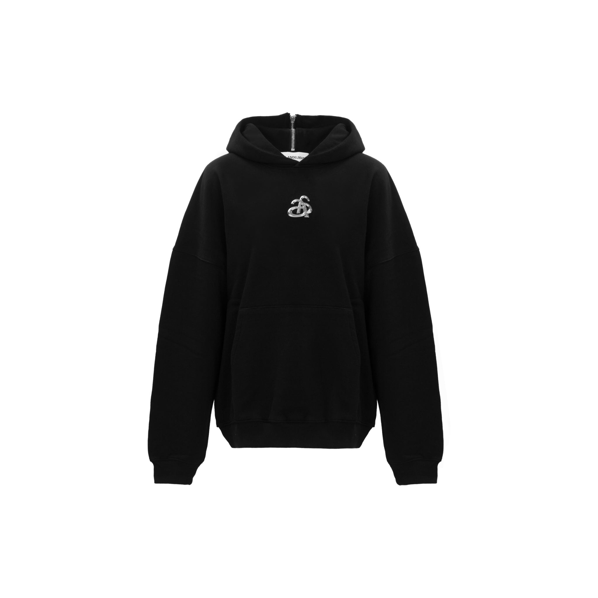 Black Metal Logo Zipper Sweatshirt