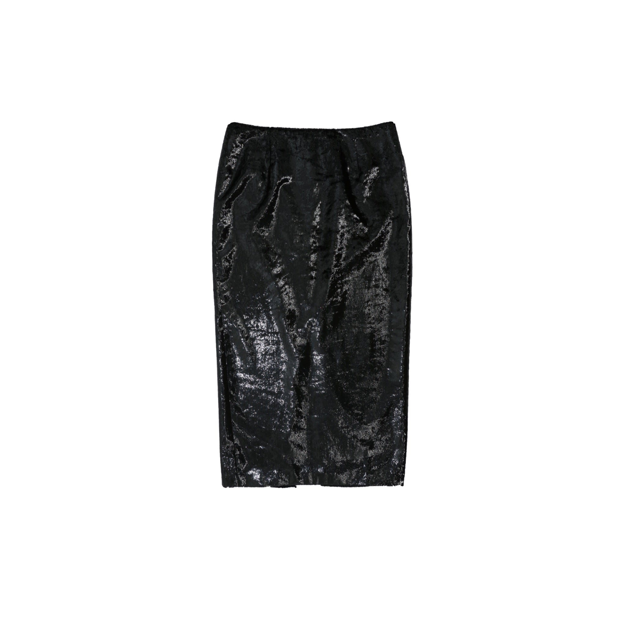 Black Onion Velvet Slit Skirt