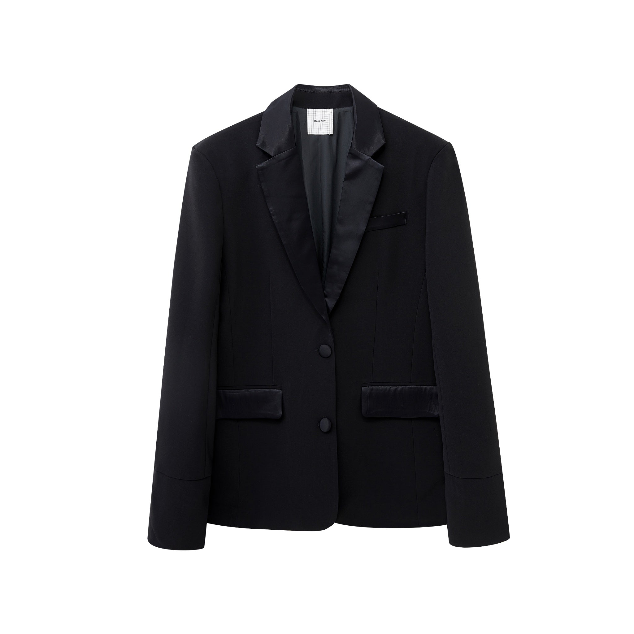 Black Oversized Satin-Collar Blazer