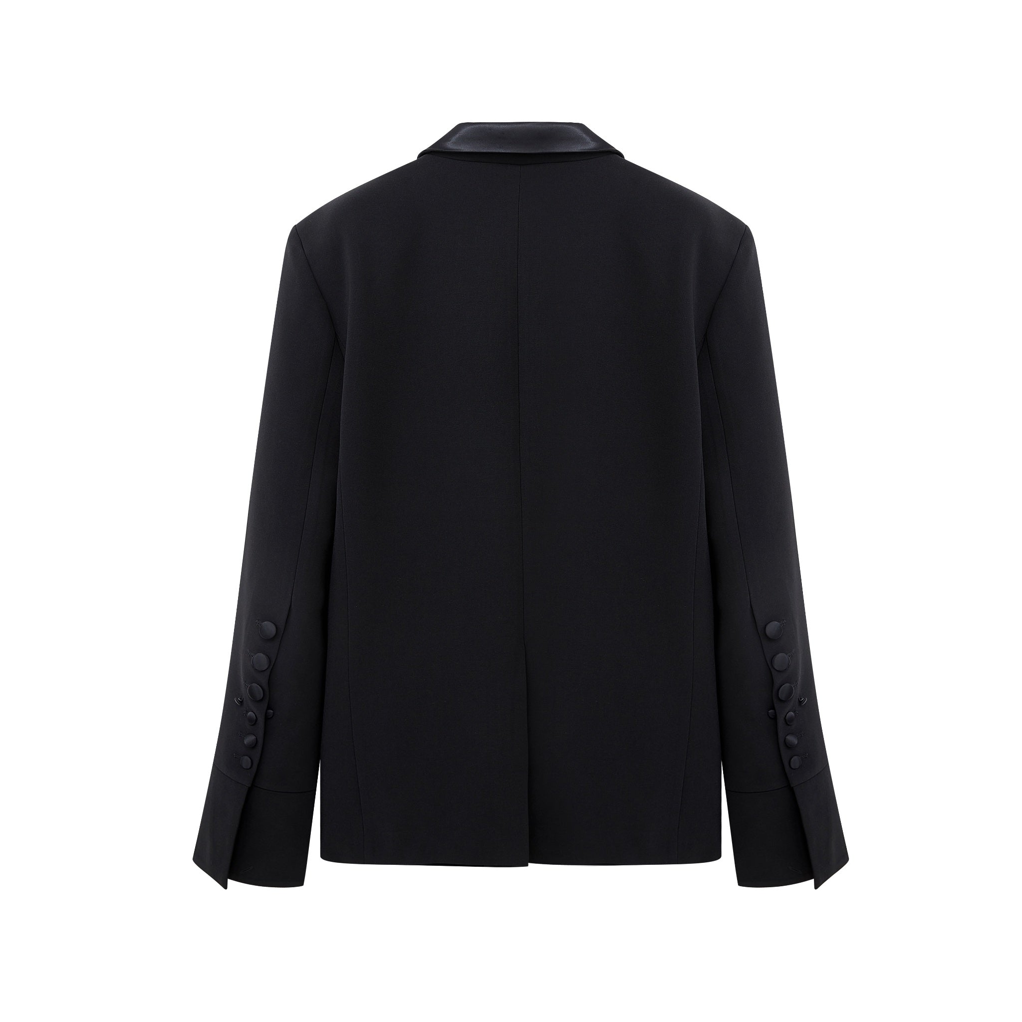 Black Oversized Satin-Collar Blazer