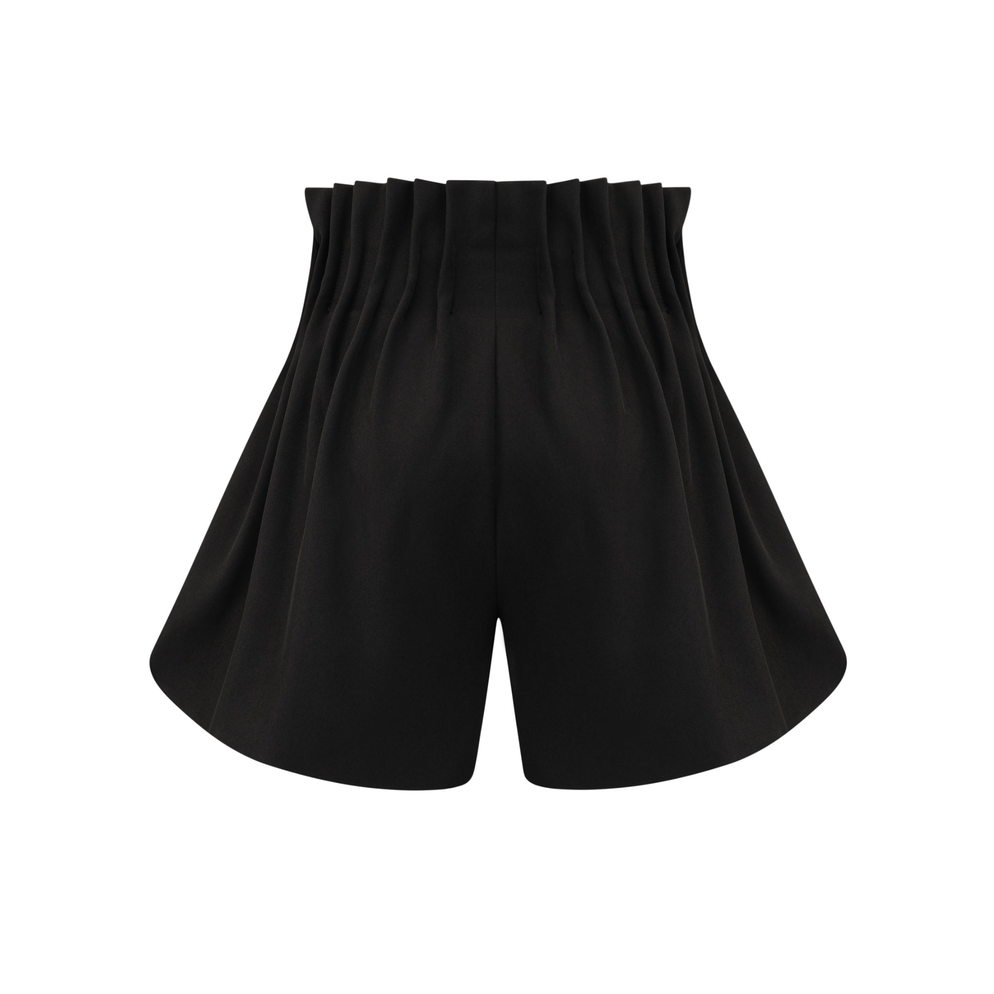 Black Pleated Shorts With Bow Tie