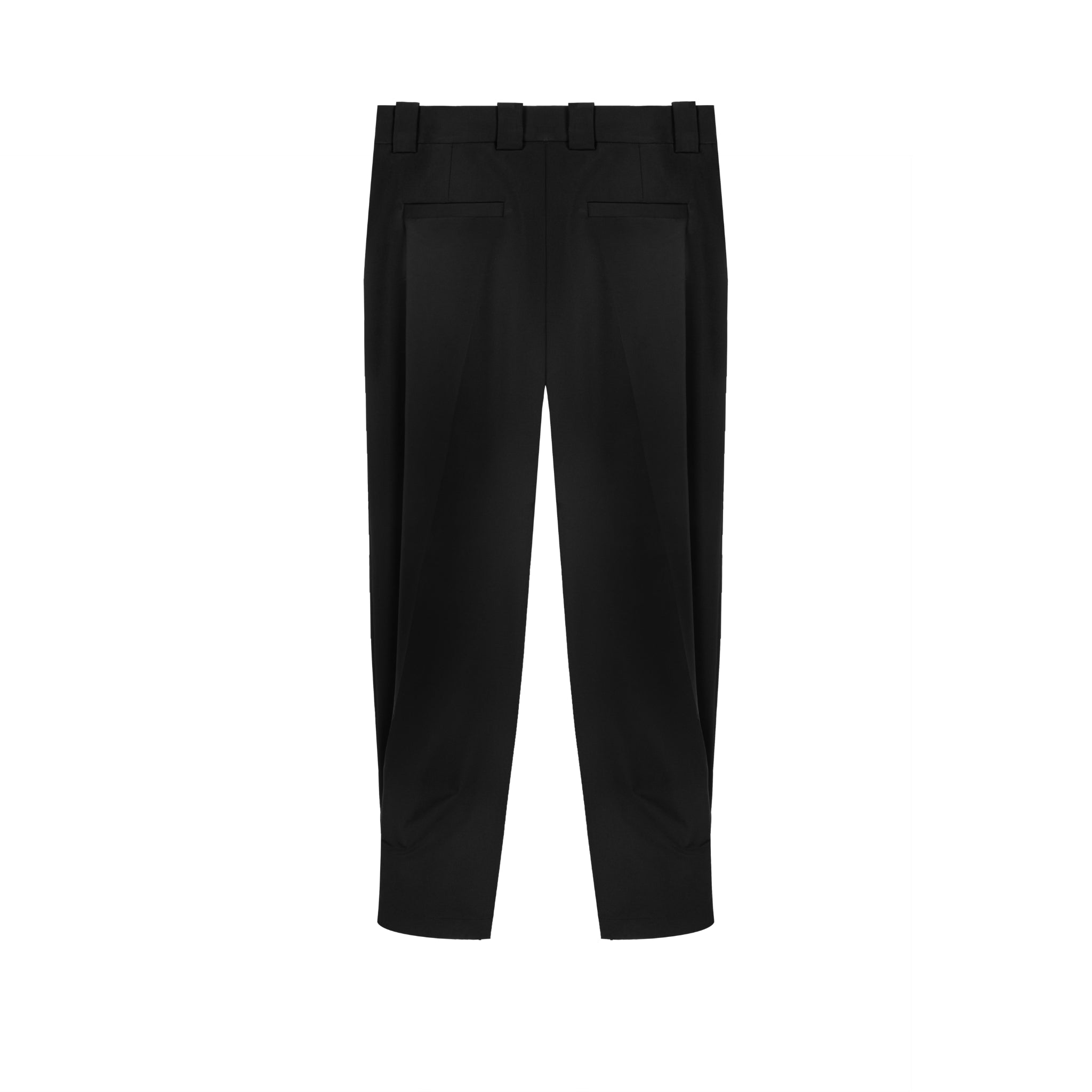 Black Pleated Tapered Zip Slit Trousers