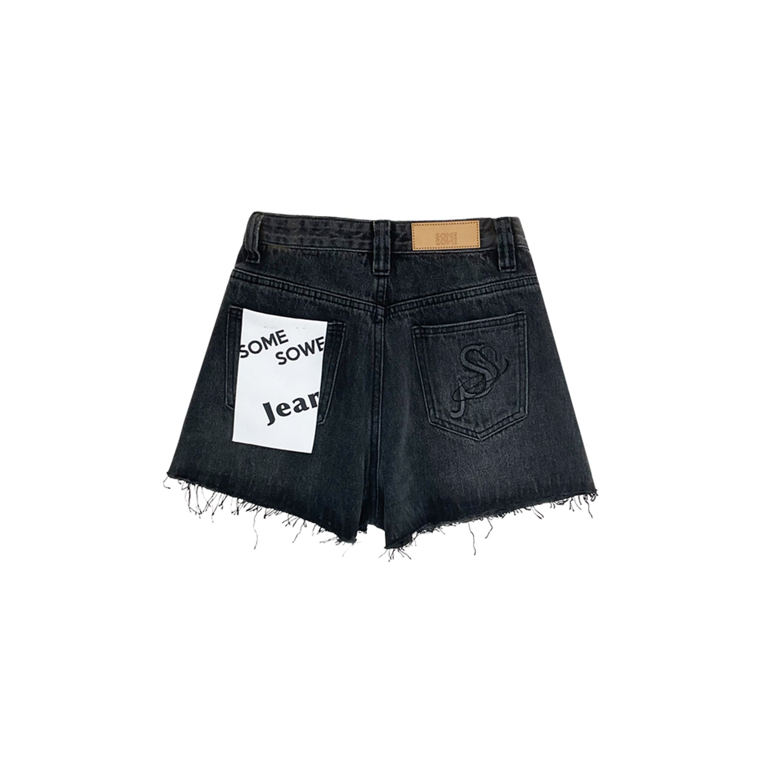 Black Raw Edge Short Jeans