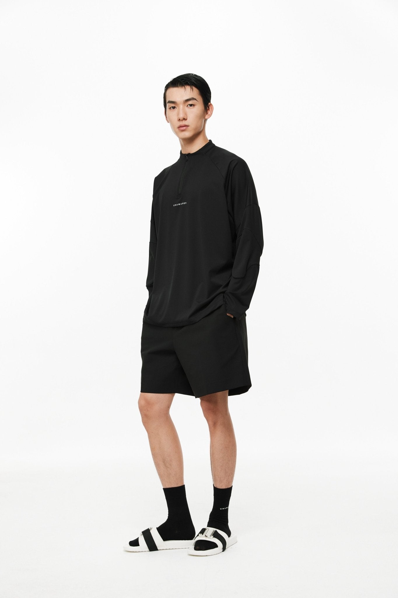 Black Reflective Logo Print Long Sleeve Top