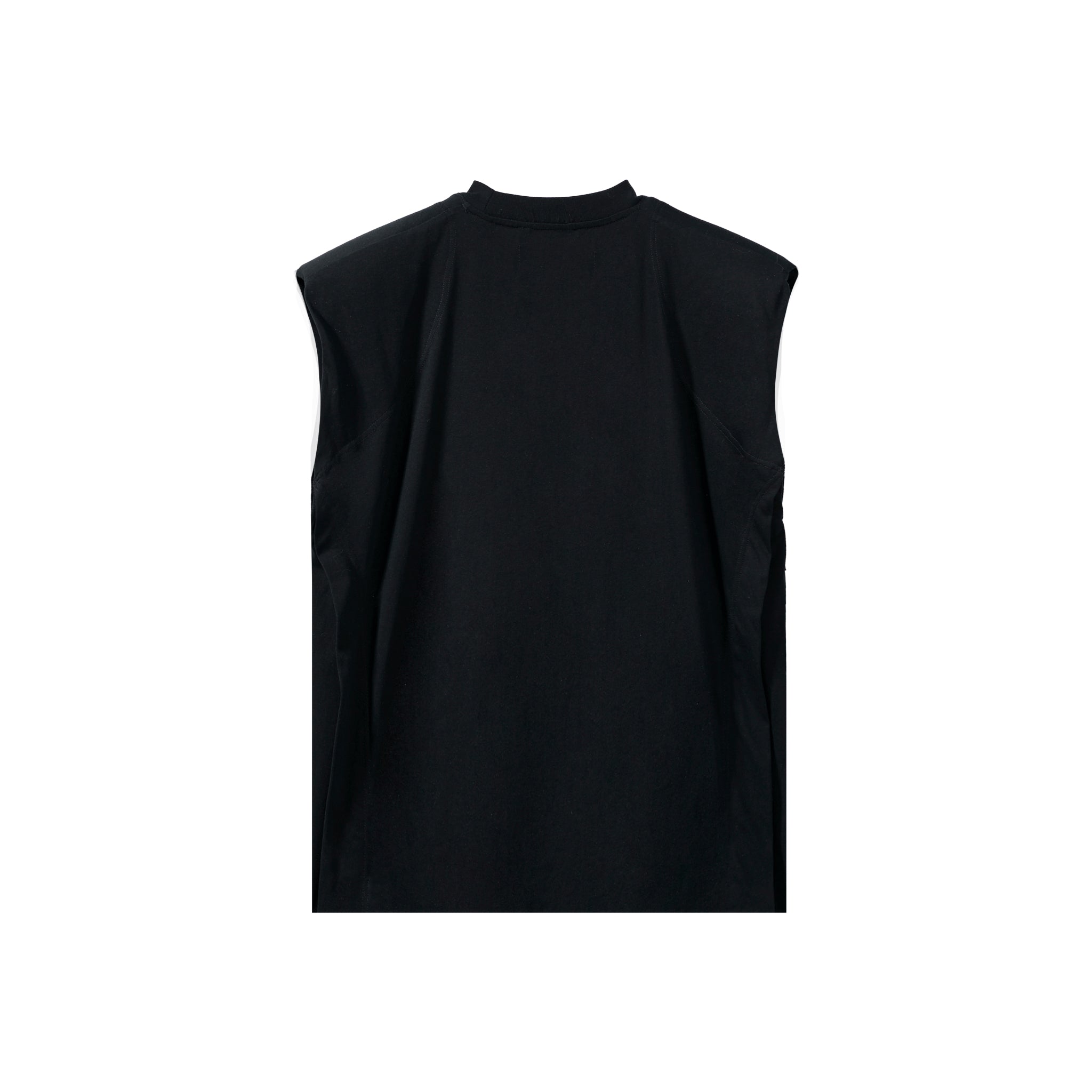 Black Sleeveless T-shirt With Shoulder Pads