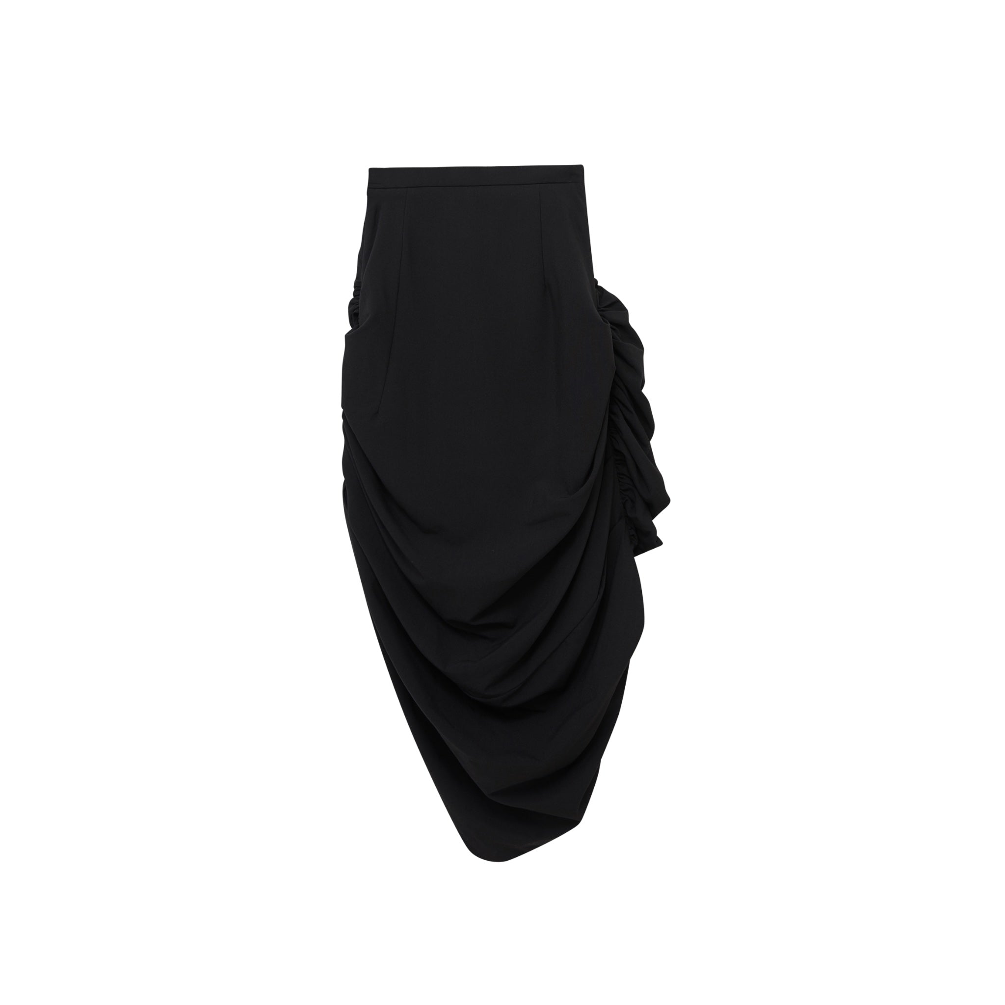 Black Slim Pleated Mid-Length Skirt