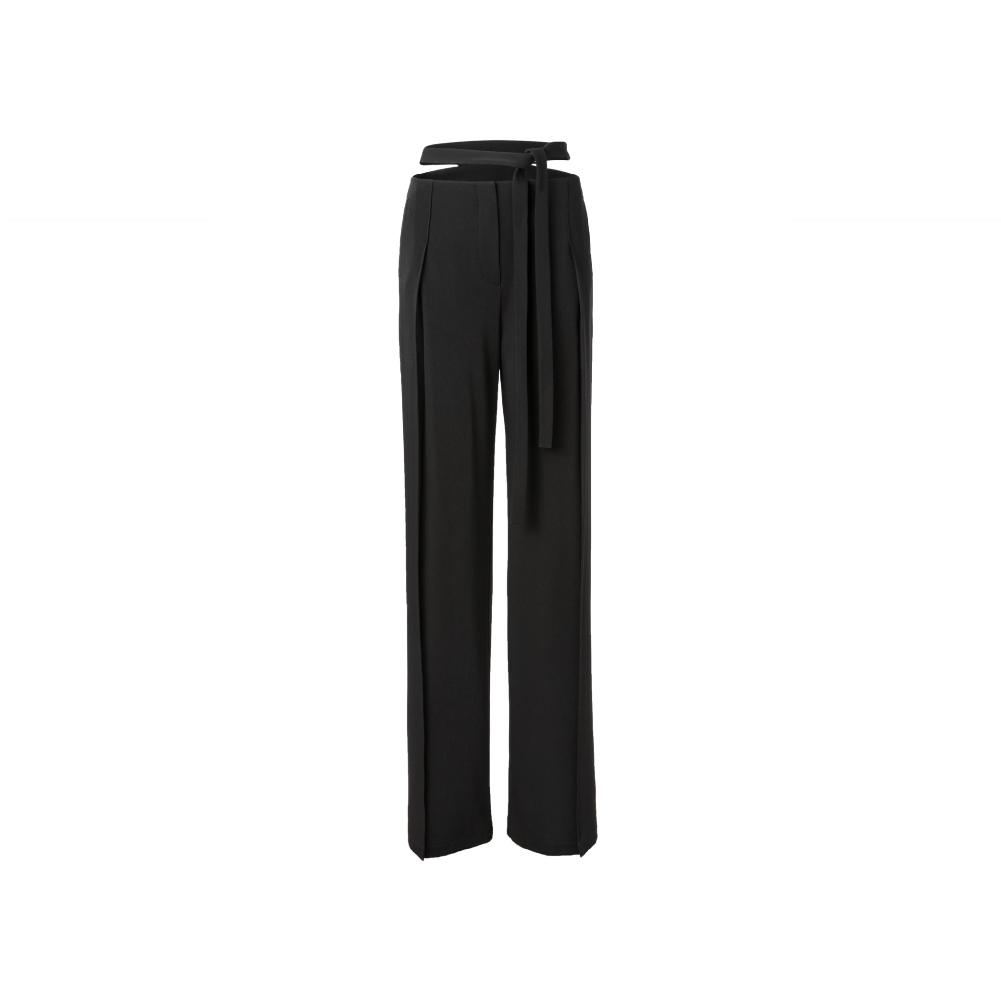 Black Slip straight-legged Trousers