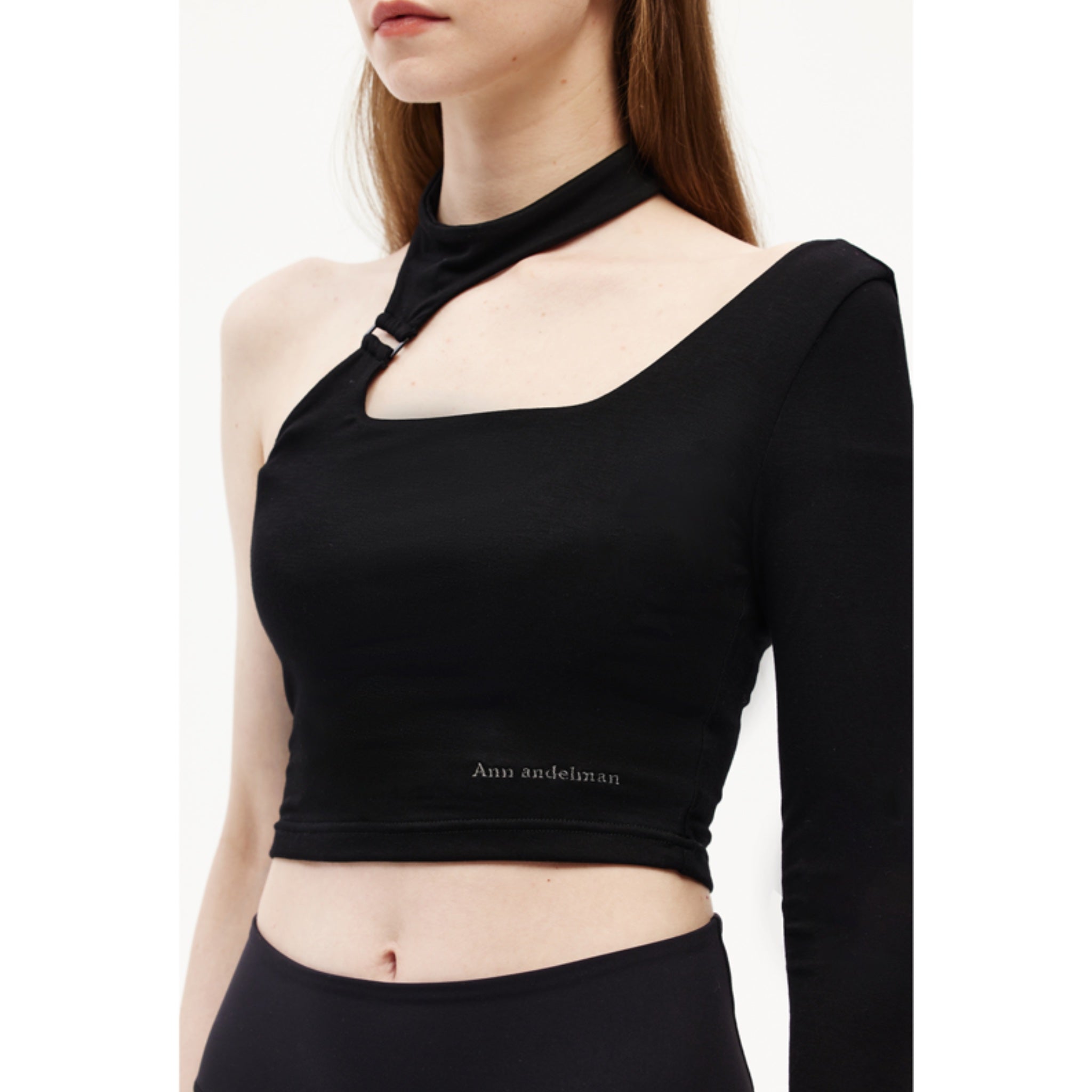 Black Strap One Shoulder T-shirt