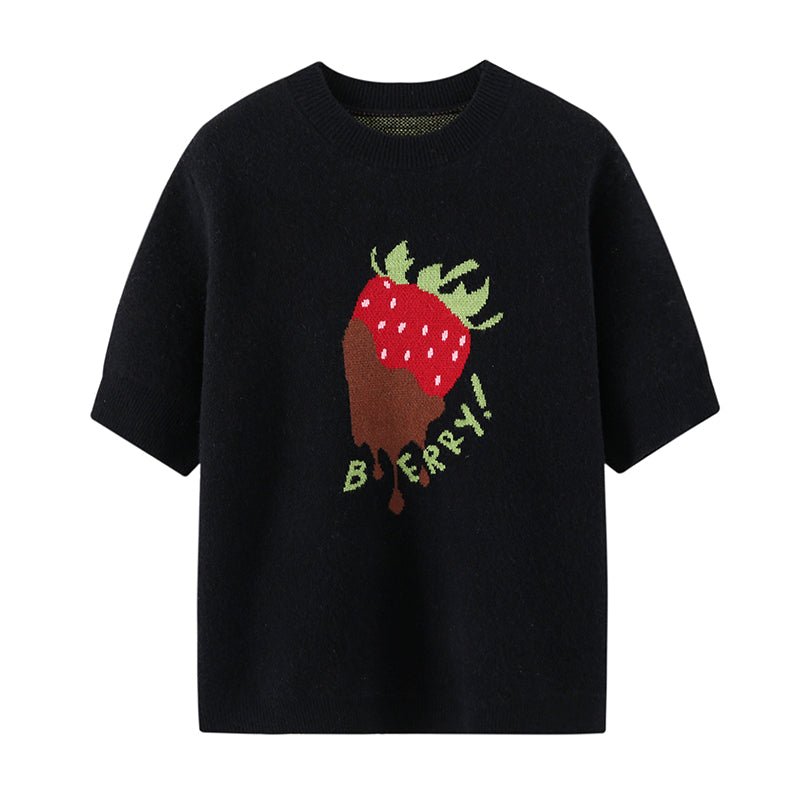 Black Strawberry Fruit T-shirt