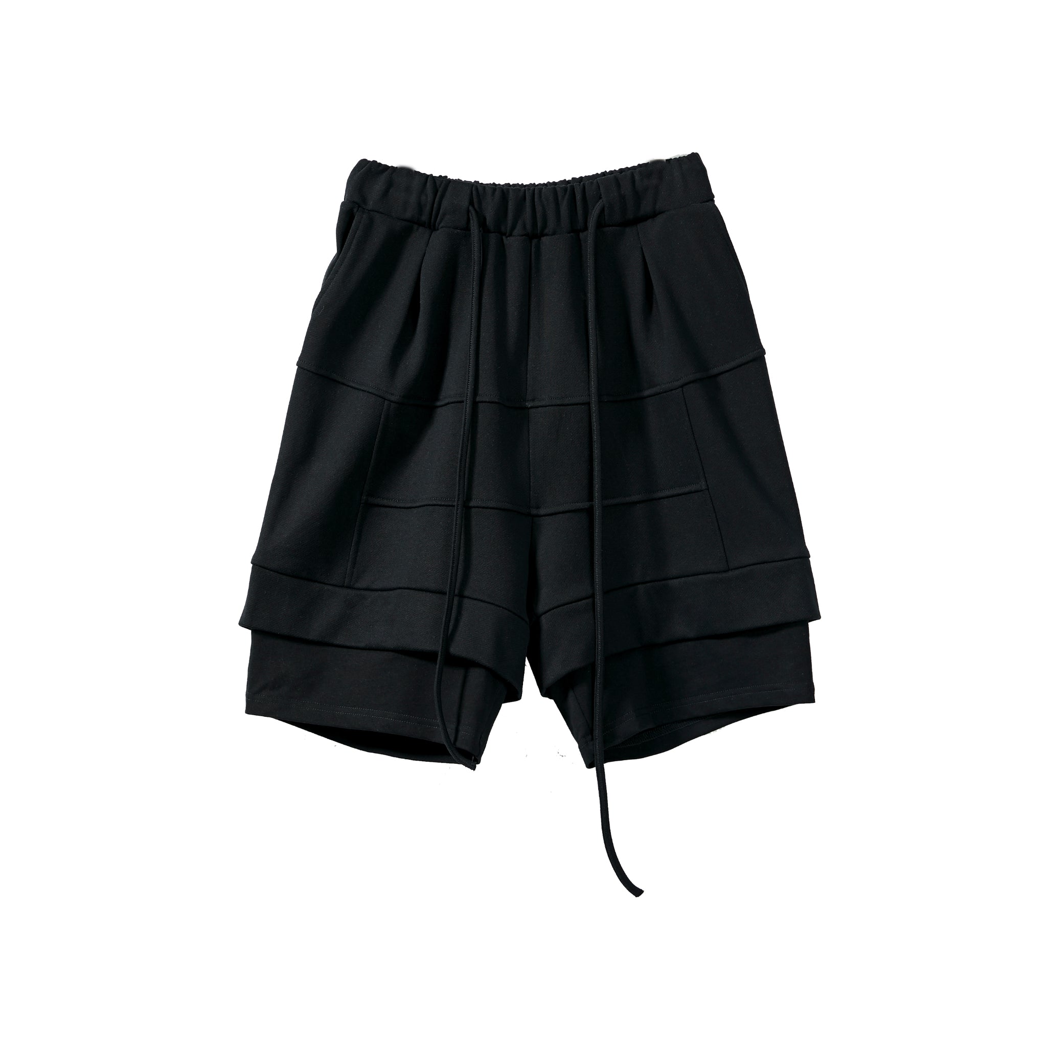 Black Structural Patchwork Shorts