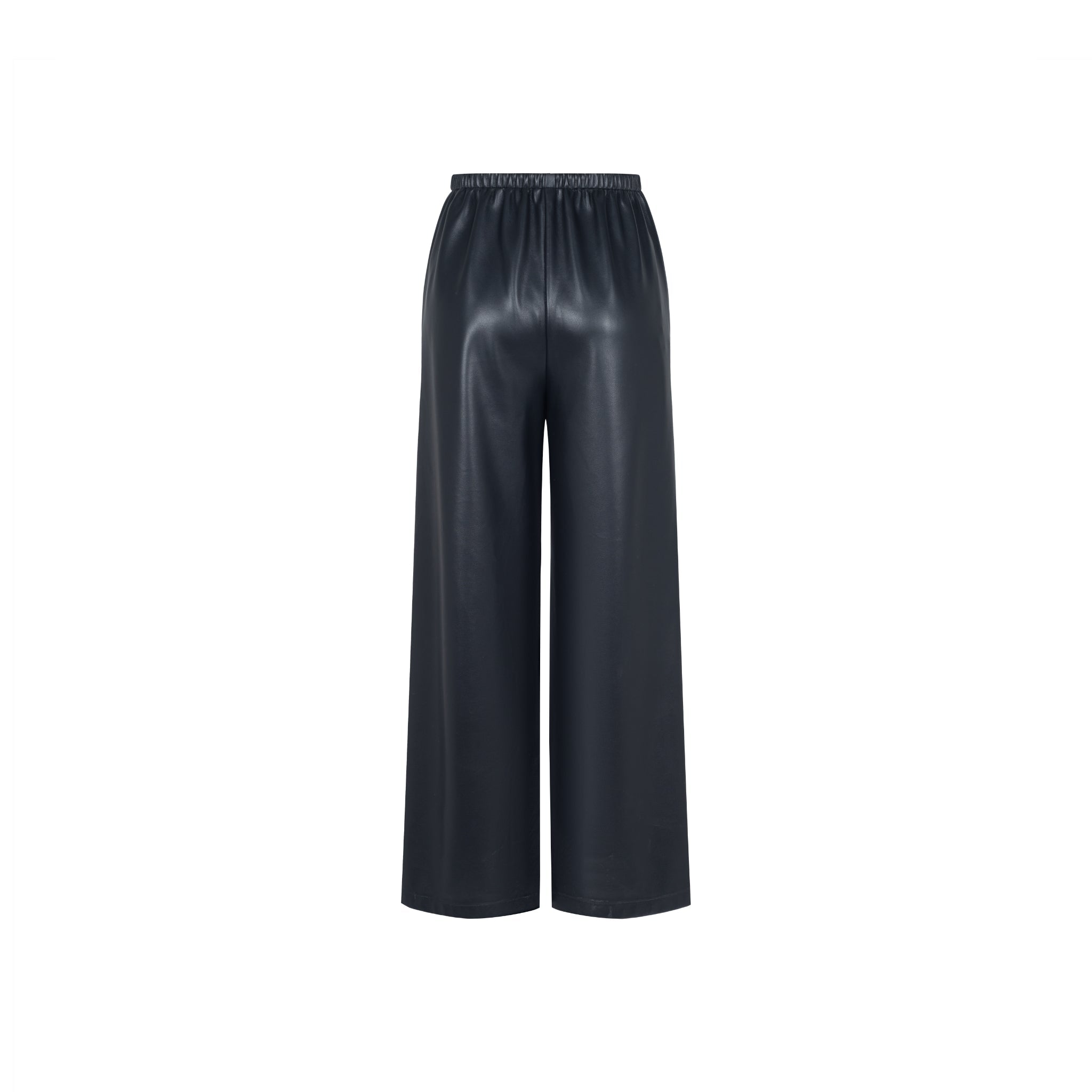 Black Super Soft  Logo Faux Leather Trousers