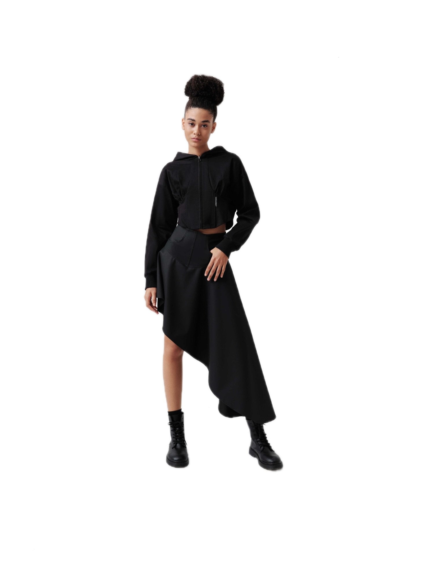 Black The Dark Abyss Irregular Cut Half Skirt