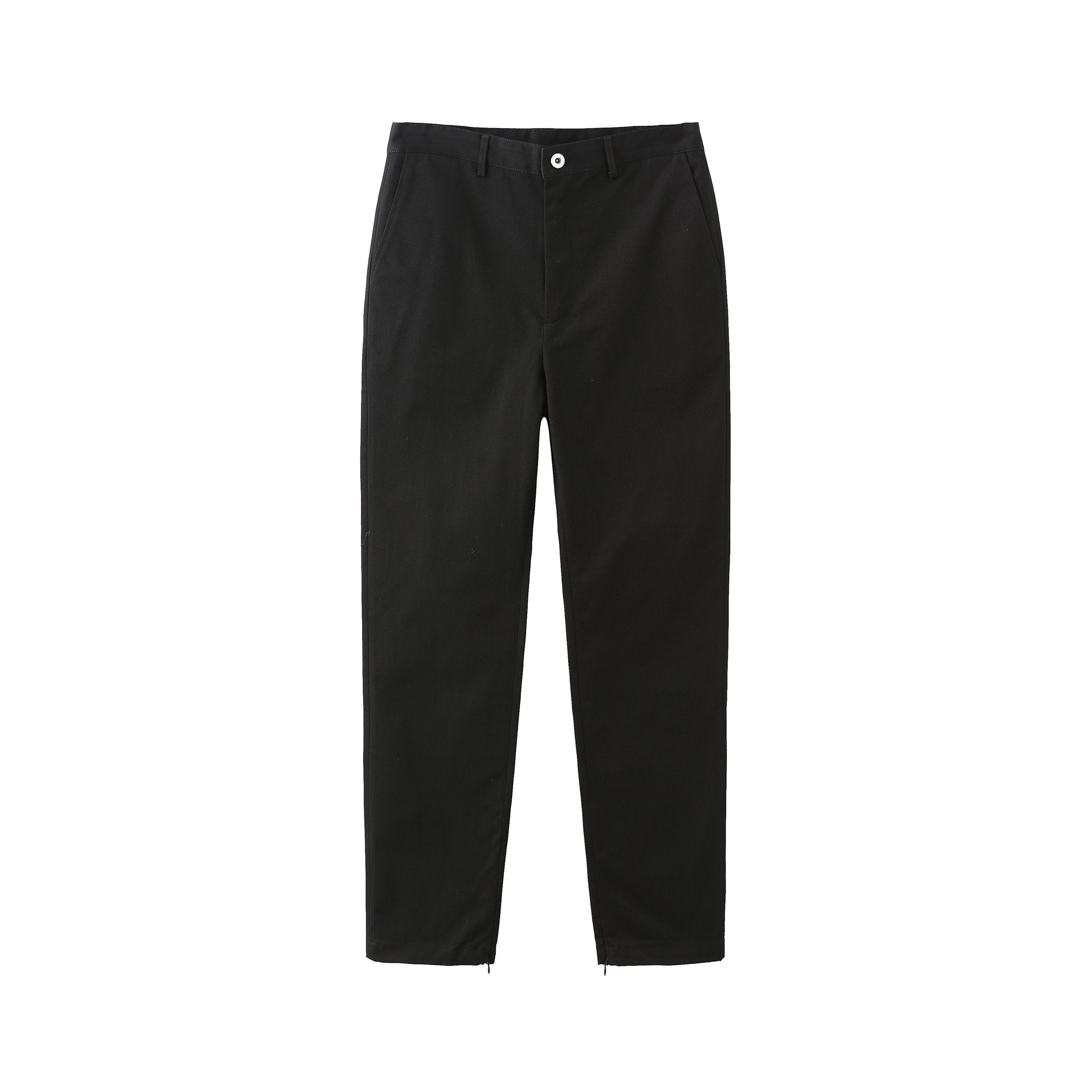 Black Twill Straight Leg Trousers