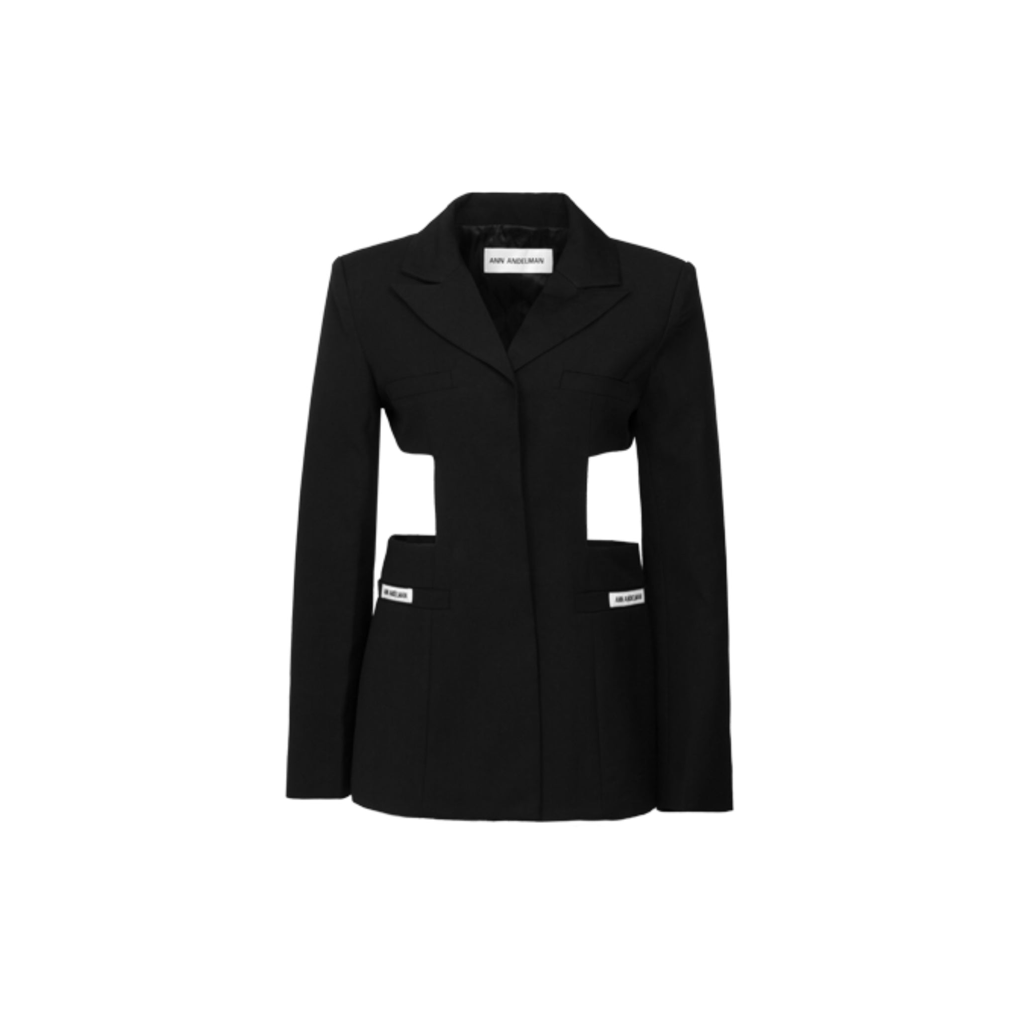 Black Waistless Collar Label Jacket