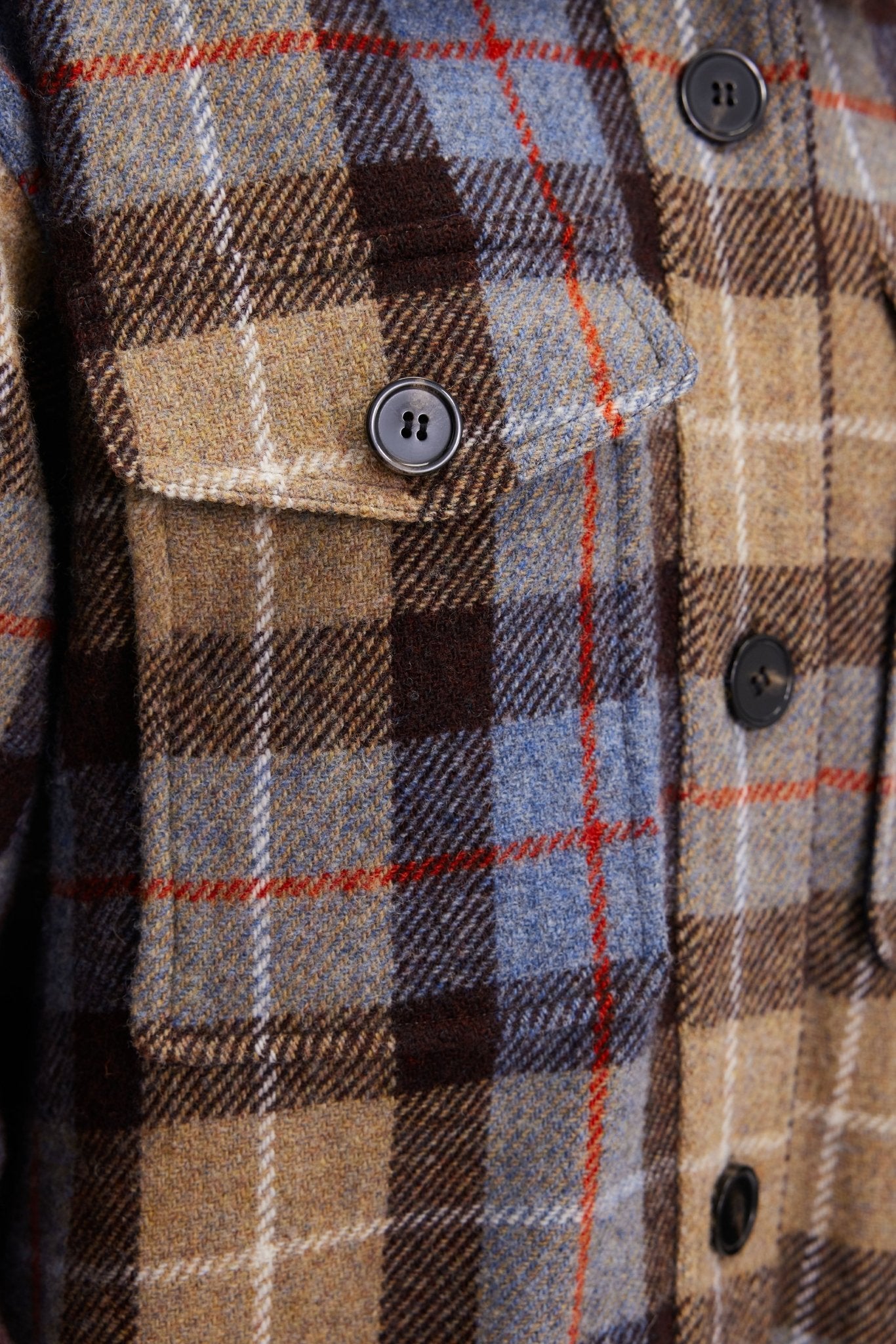 Blue and Brown Autumn Winter Plaid Jacket