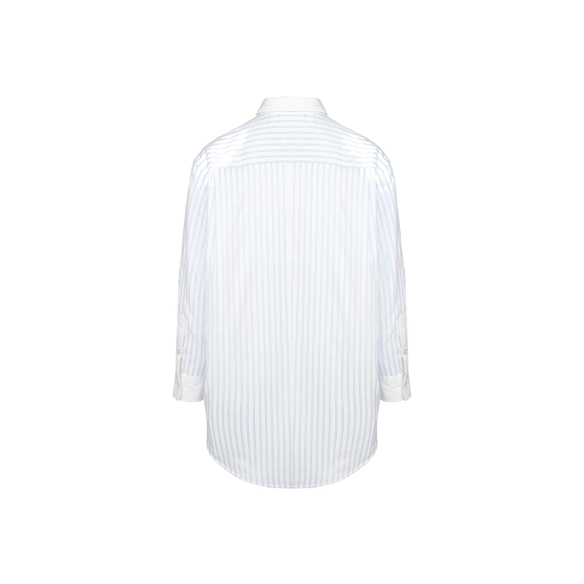 Blue and White Vertical Stripe Long Sleeve Shirts