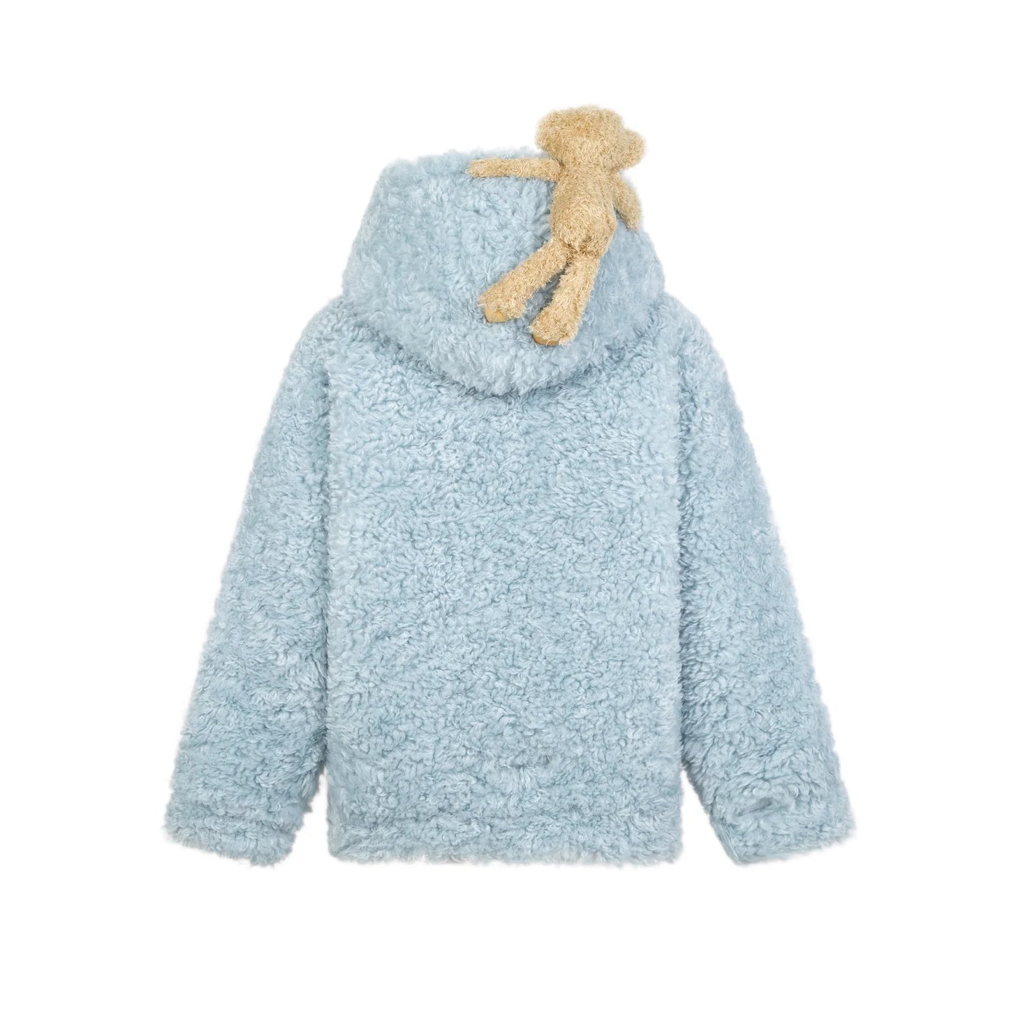 Blue Bear Fuzzy Hoodie Coat