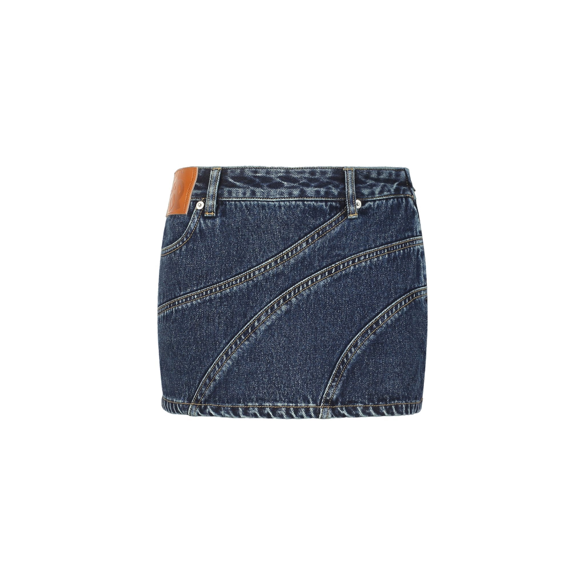 Blue Denim Patchwork Short Skirt