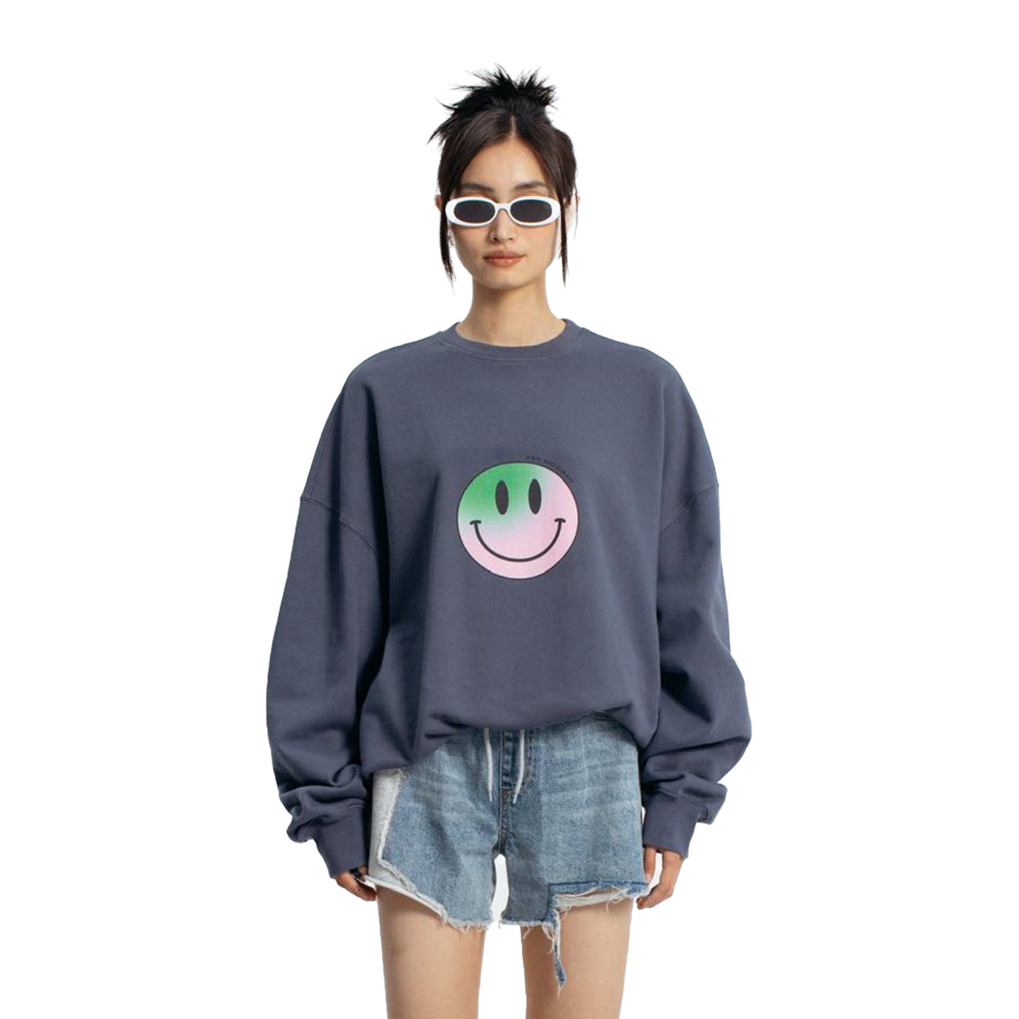 Blue Gradient Smiley Face Sweater