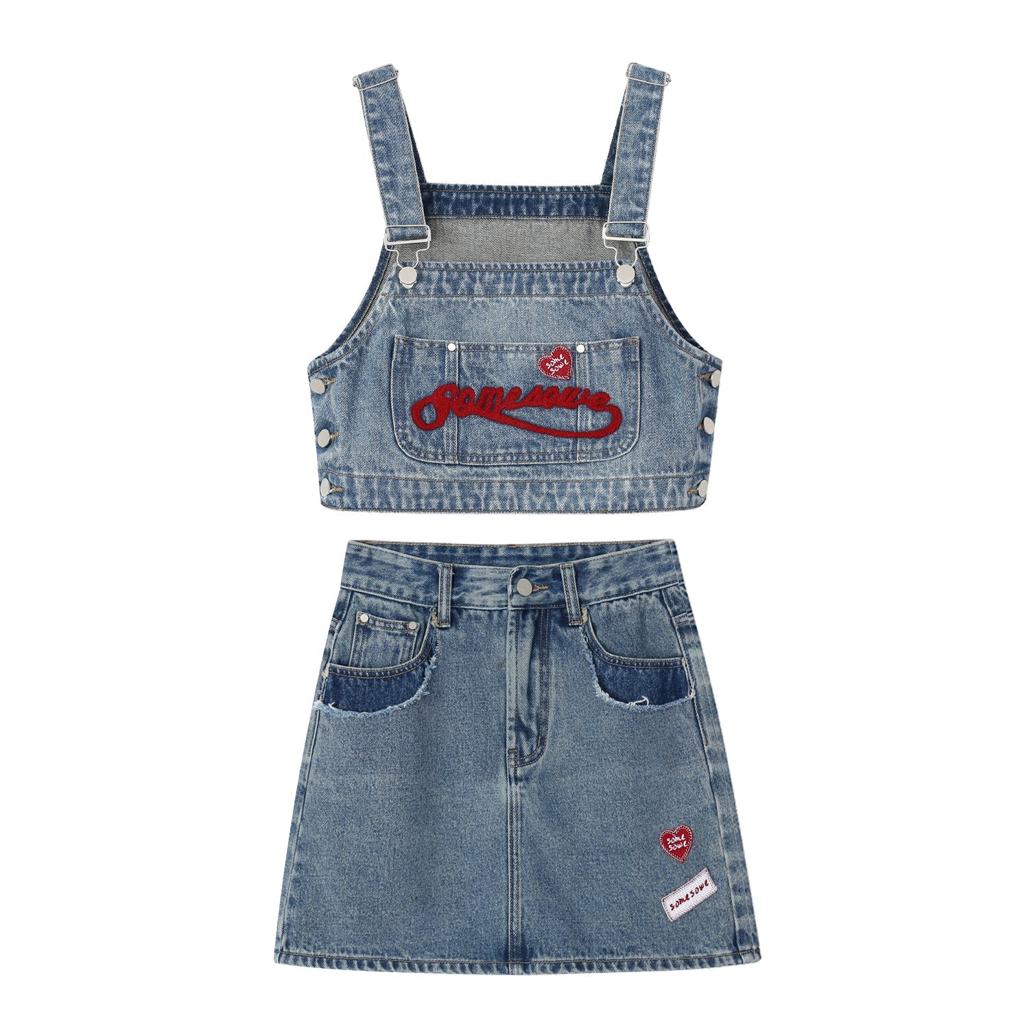 Blue Jean Top and Skirt Set