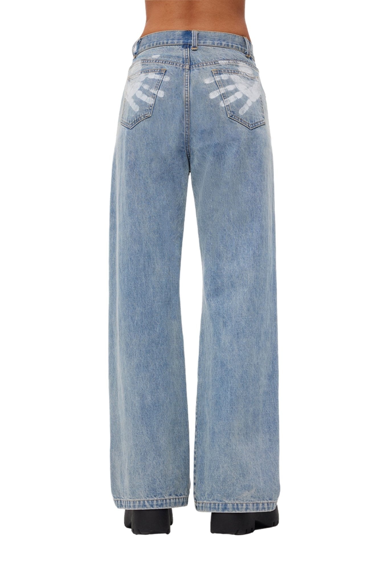 Blue Palm Print Jeans