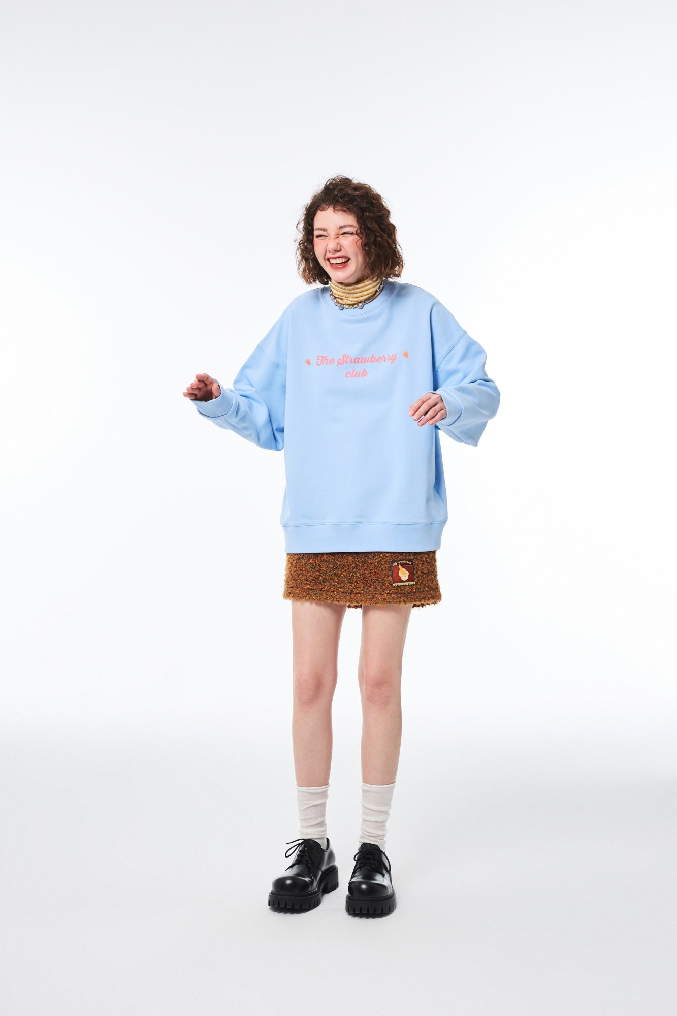 Blue Printing Strawberry Sweatshirt