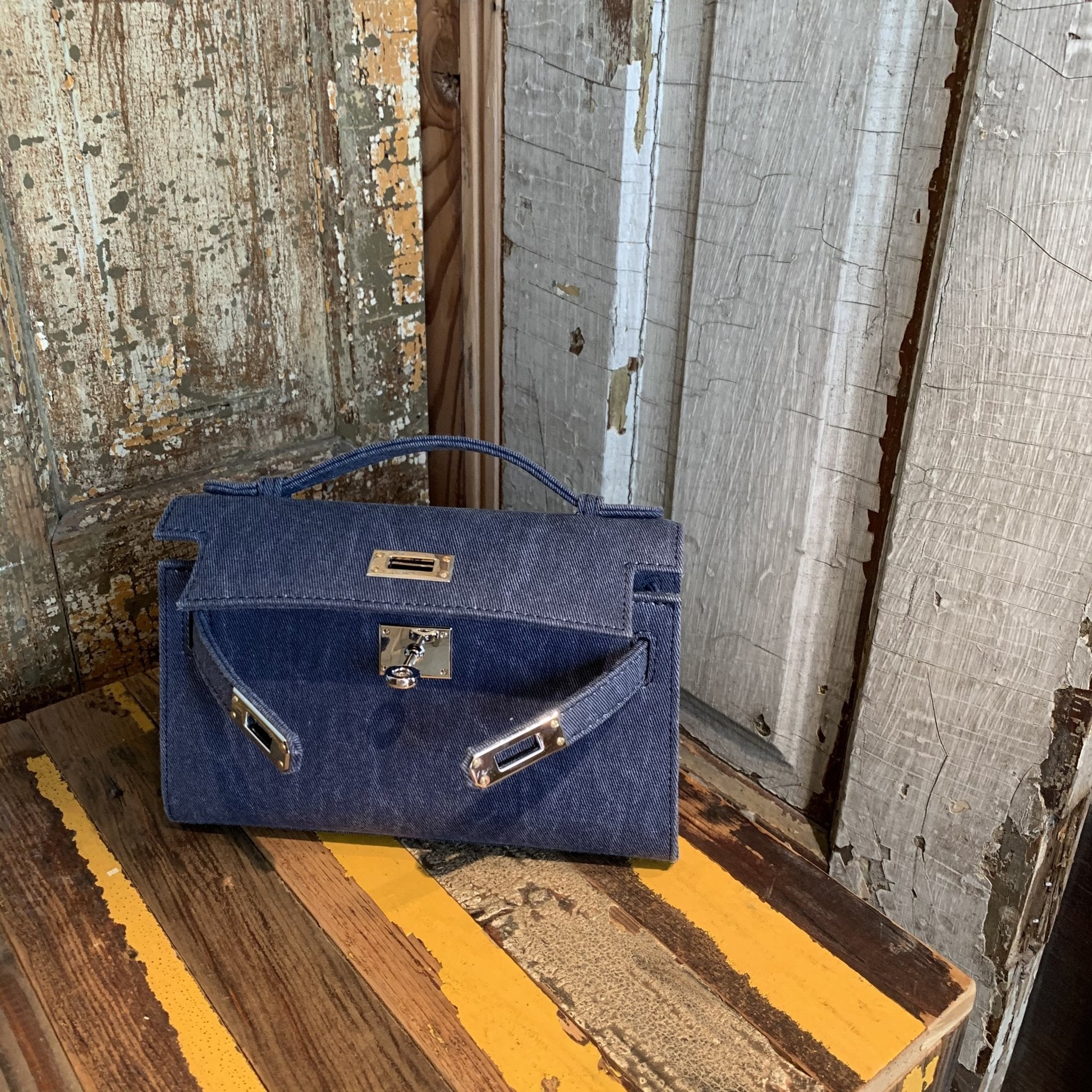 Blue Top Handle Bag