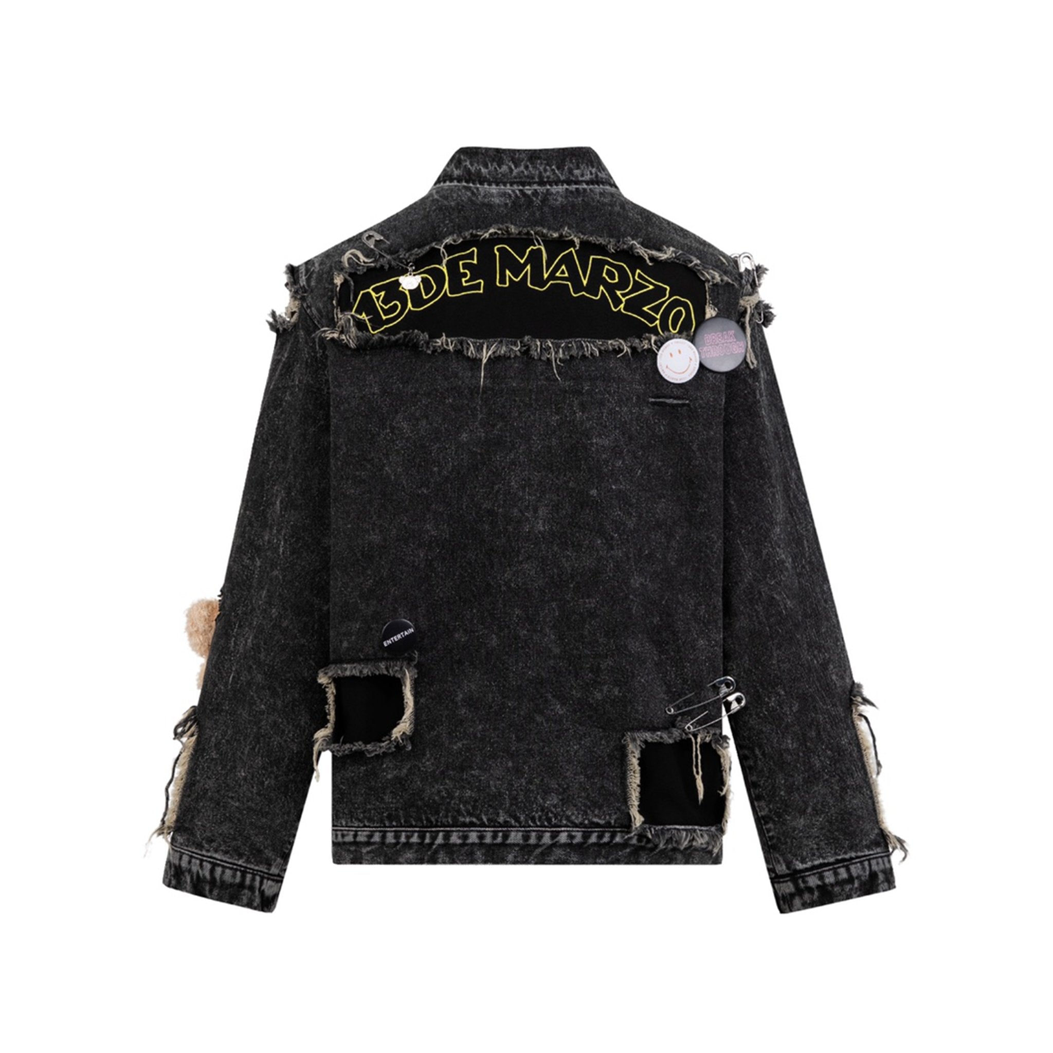 Broken Pin Pocket Denim Jacket Black