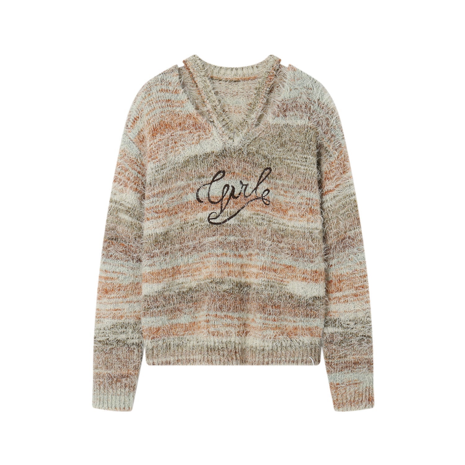 Brown Artist Gradient V-Neck Sweater