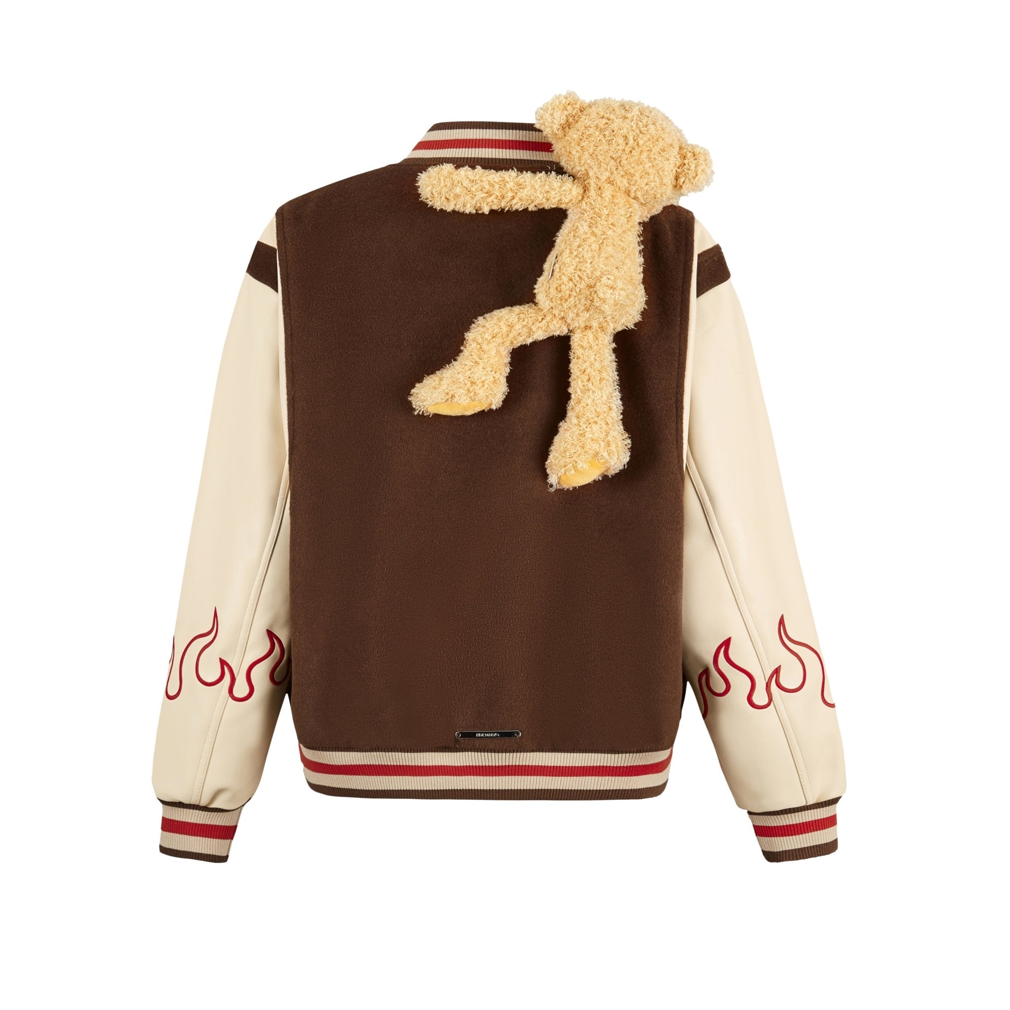 Brown Flame Baseball Jacket Coat