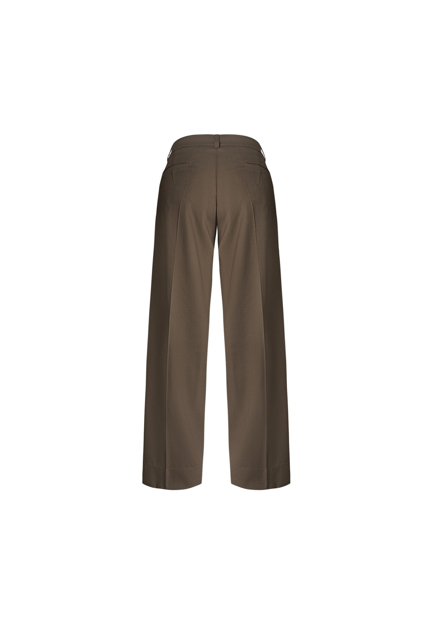 Brown Folded Waist Design Draped Suit Trousers