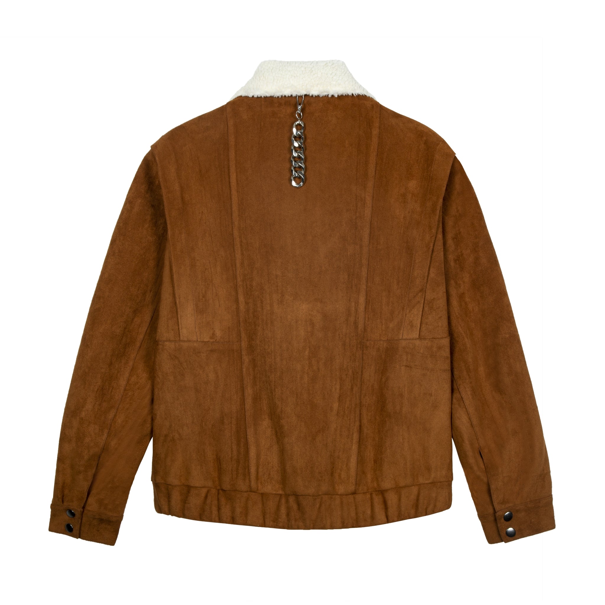 Brown Lambswool Lapel Buckle Suede Jacket