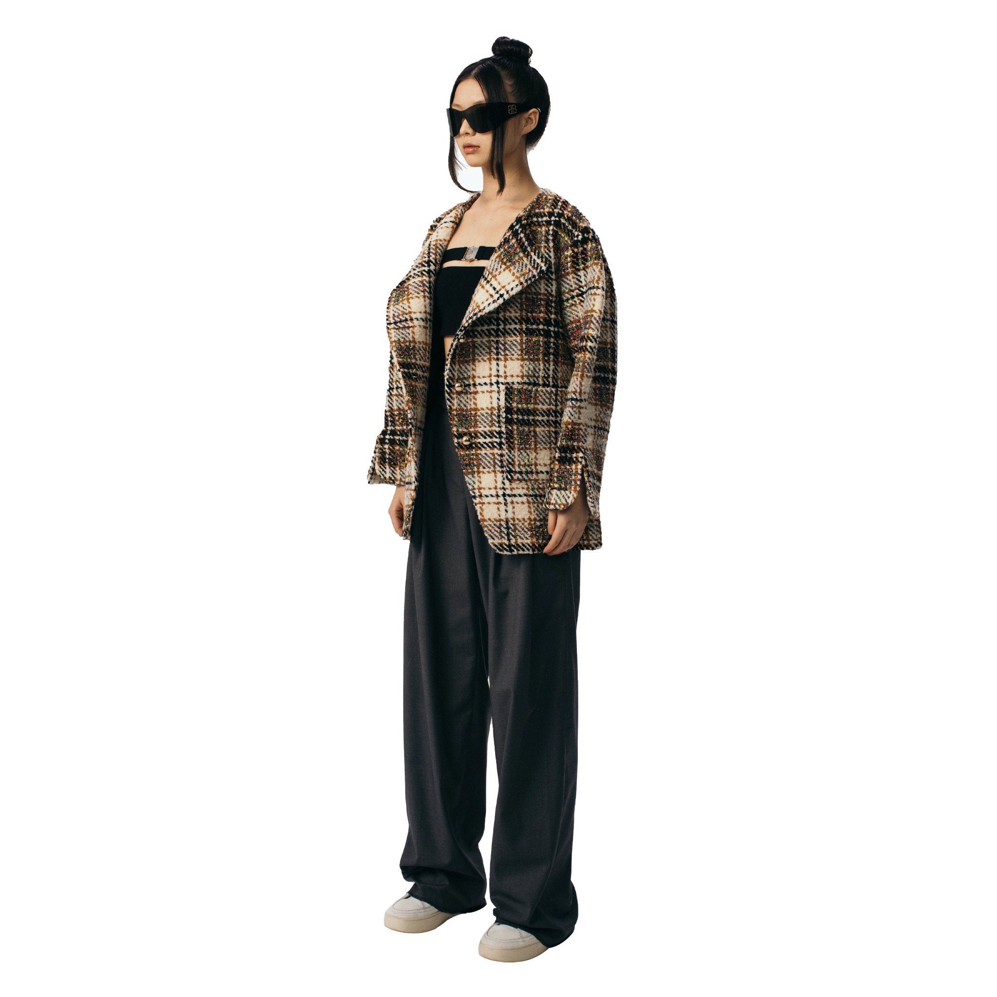 Brown Plaid Oversize Jacket