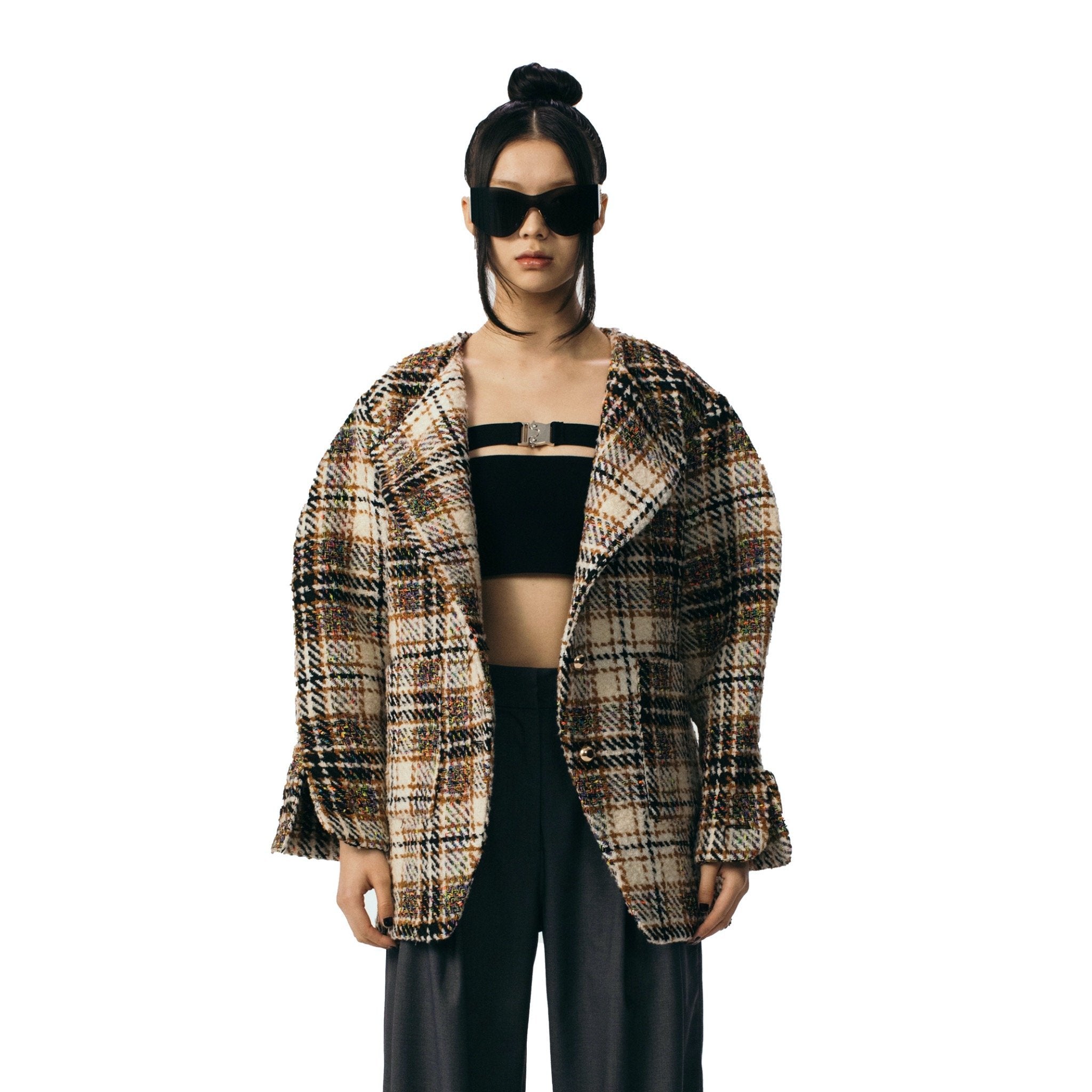 Brown Plaid Oversize Jacket