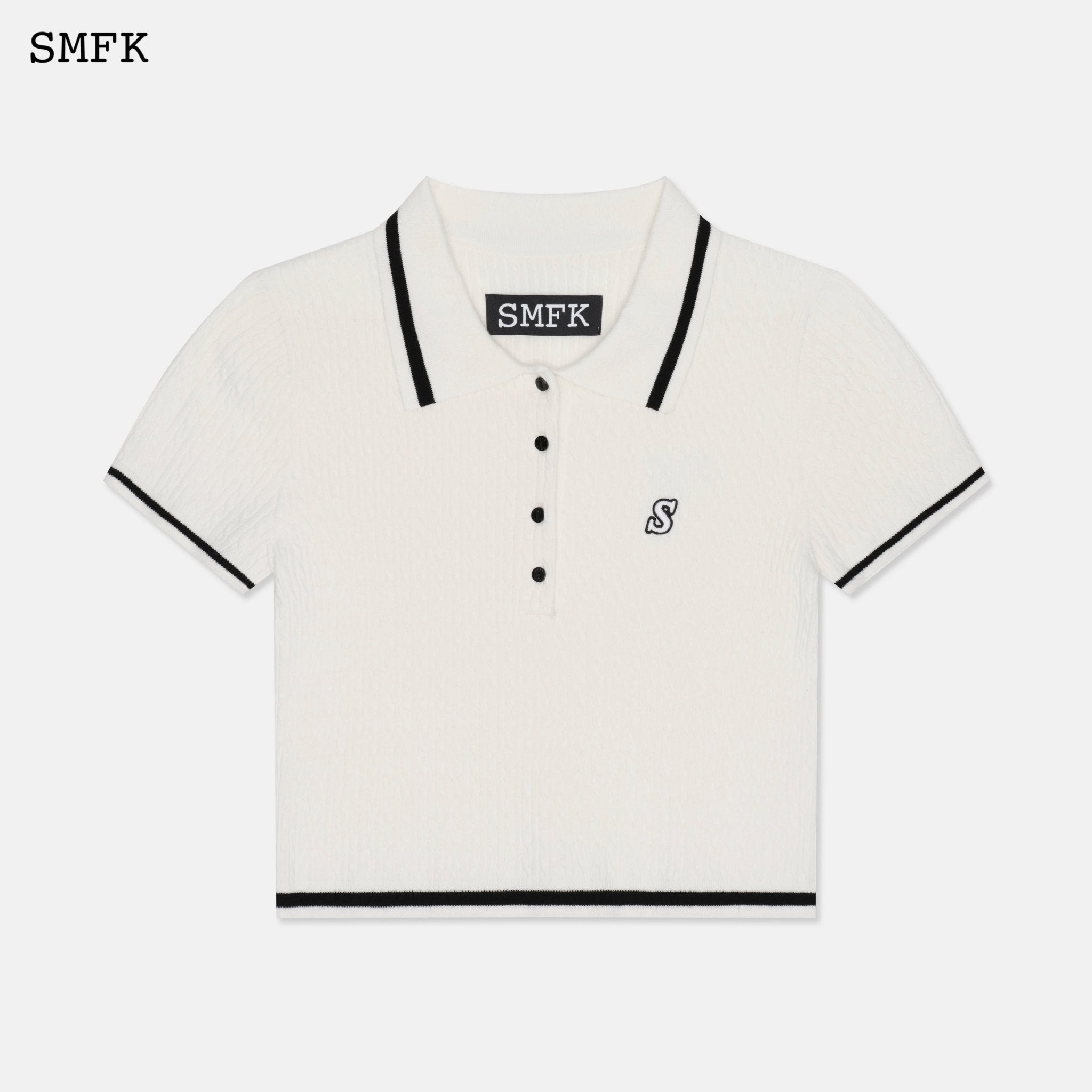 Campus White Polo With Letter S