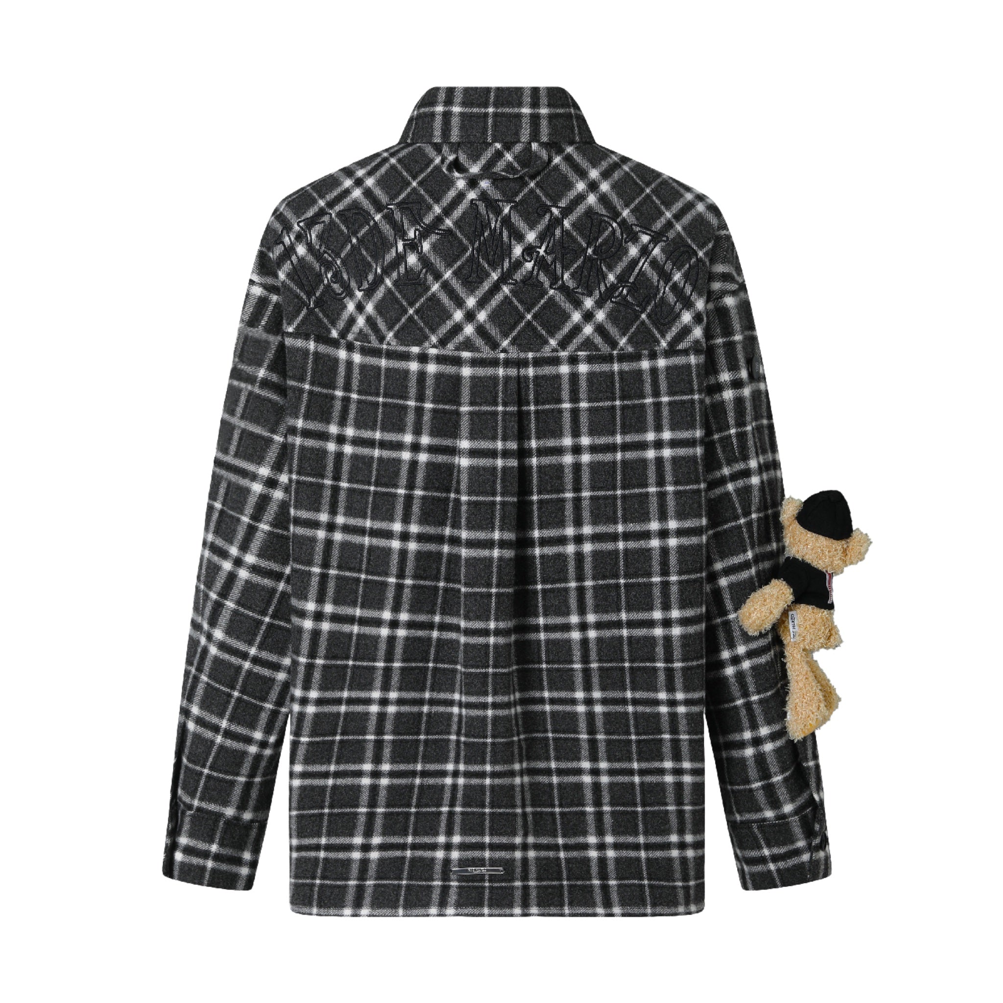 Clipping Logo Plaid Woolen Shirt Raven