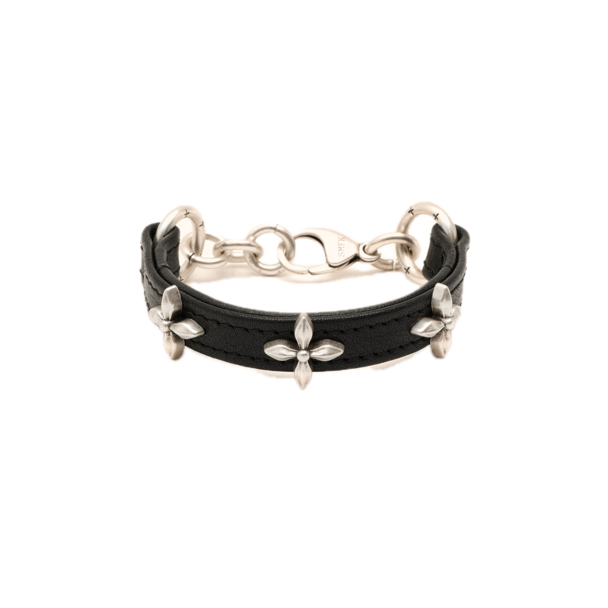 Compass Black Garden Leather Wristband