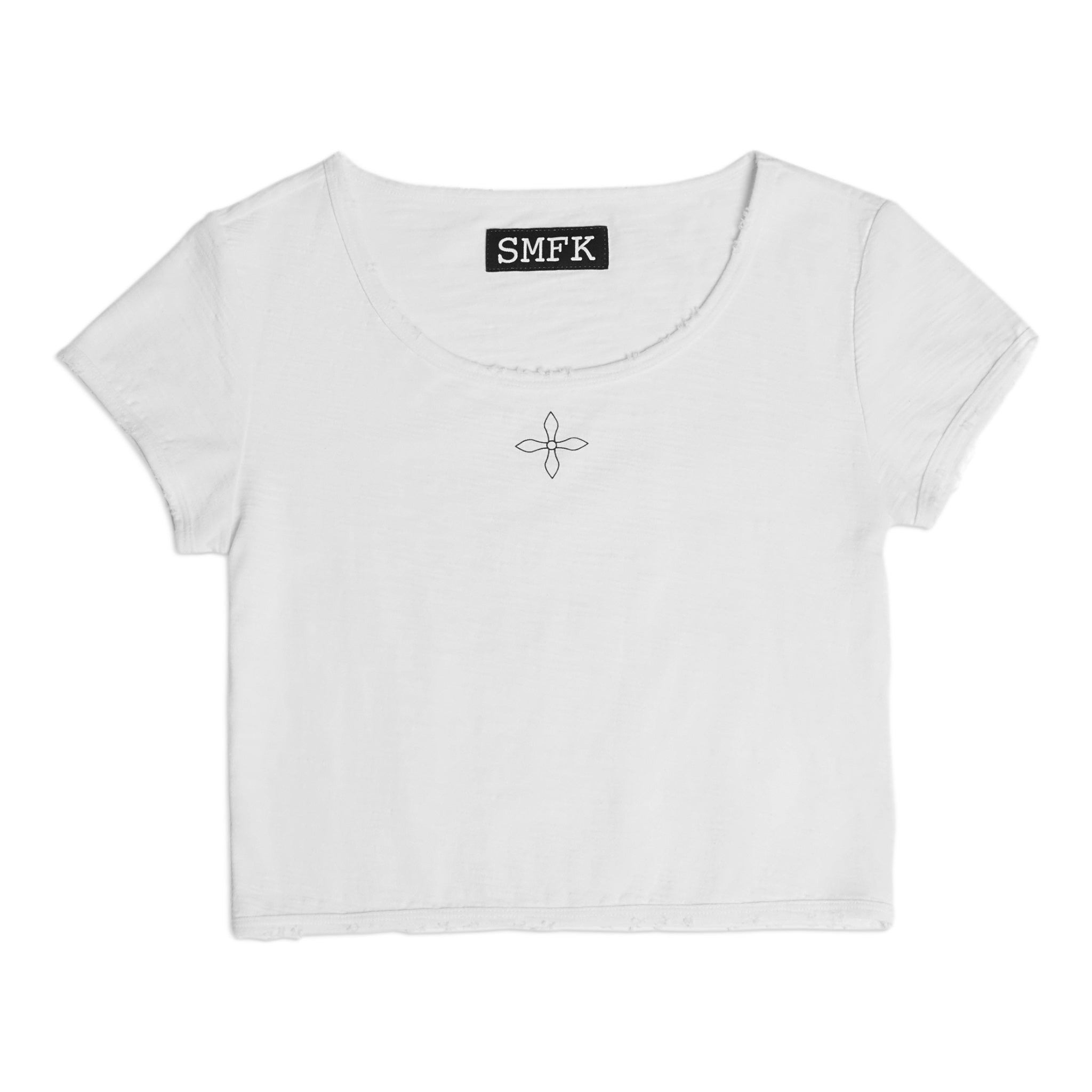 Compass Black Night Flower Biker Tee Sky White